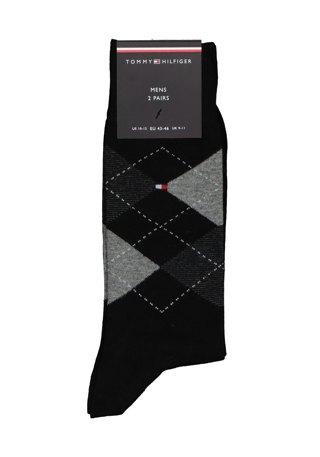 5-8718824979083_sok_HR Tommy Hilfiger Check Socks (2-pack), herensokken katoen, geruit en uni, zwart