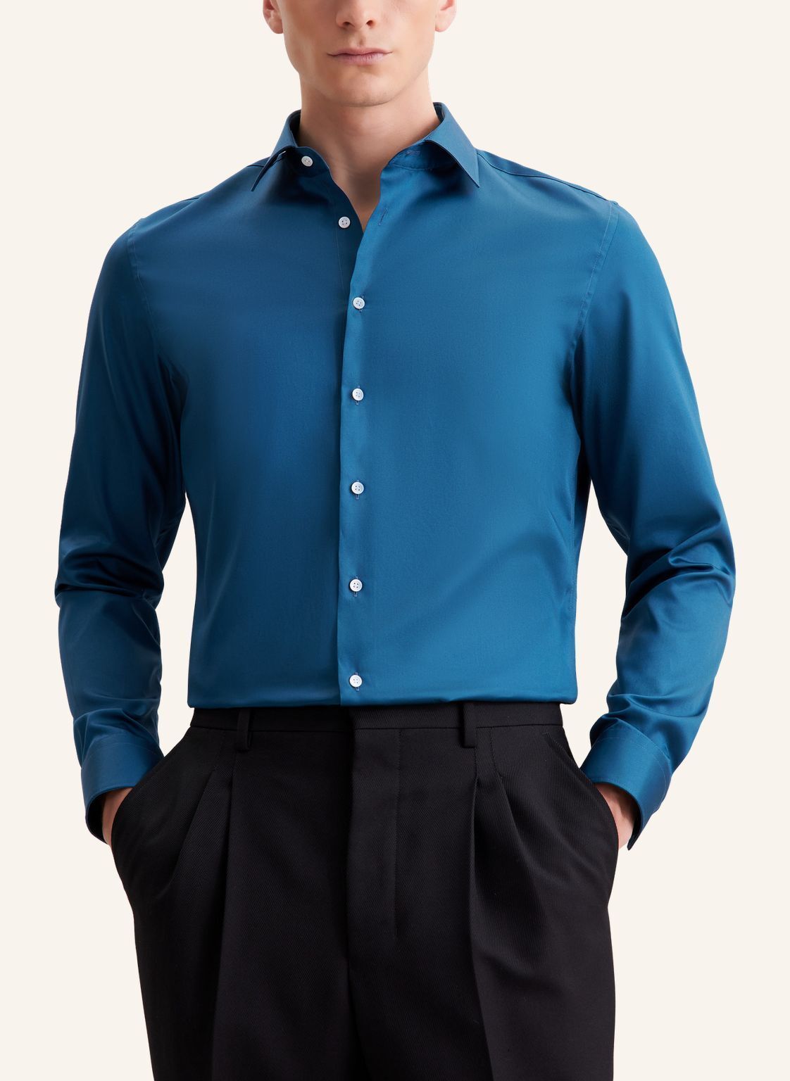 Seidensticker slim fit overhemd, popeline, groen