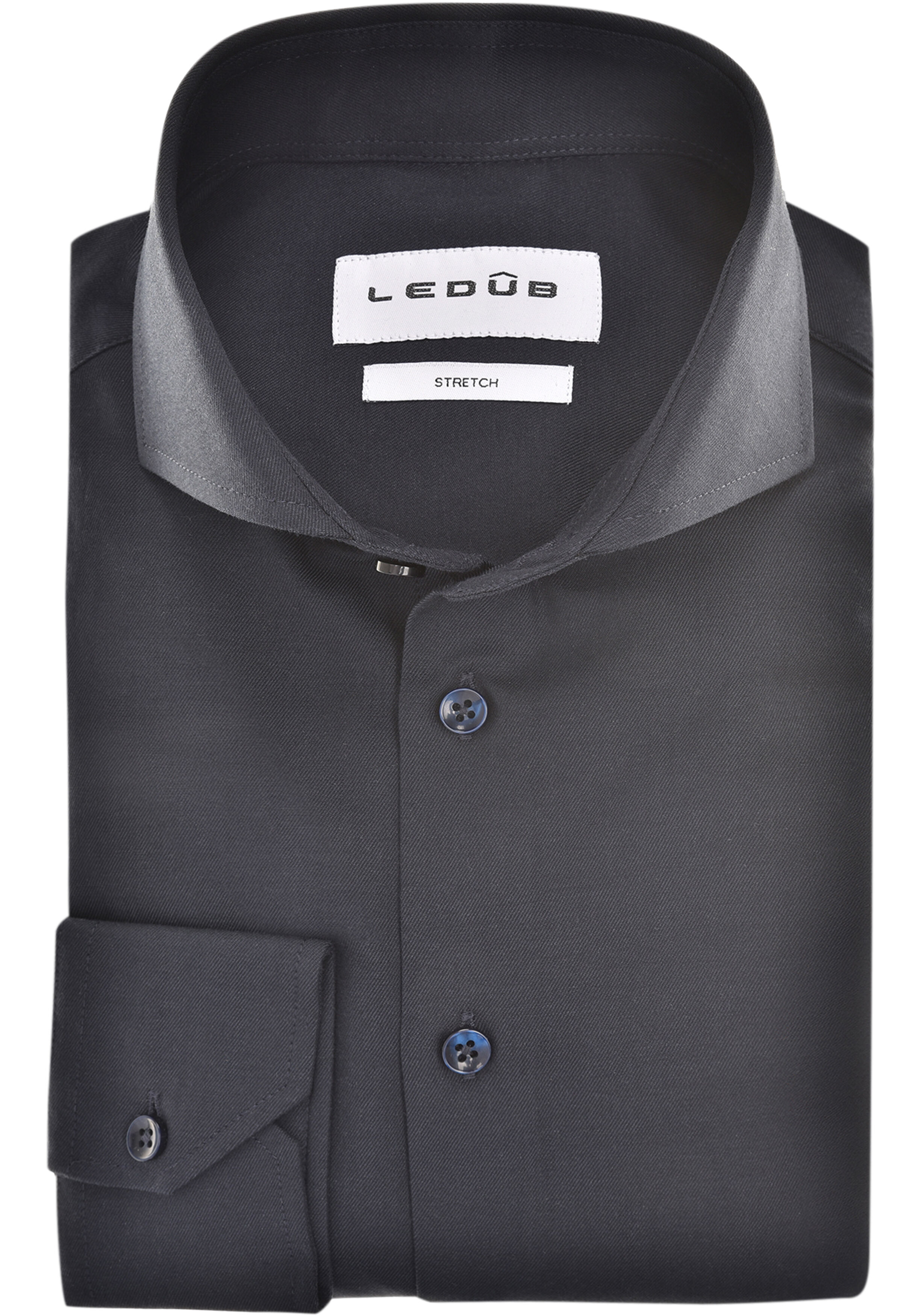 Ledub slim fit overhemd, popeline, donkerblauw