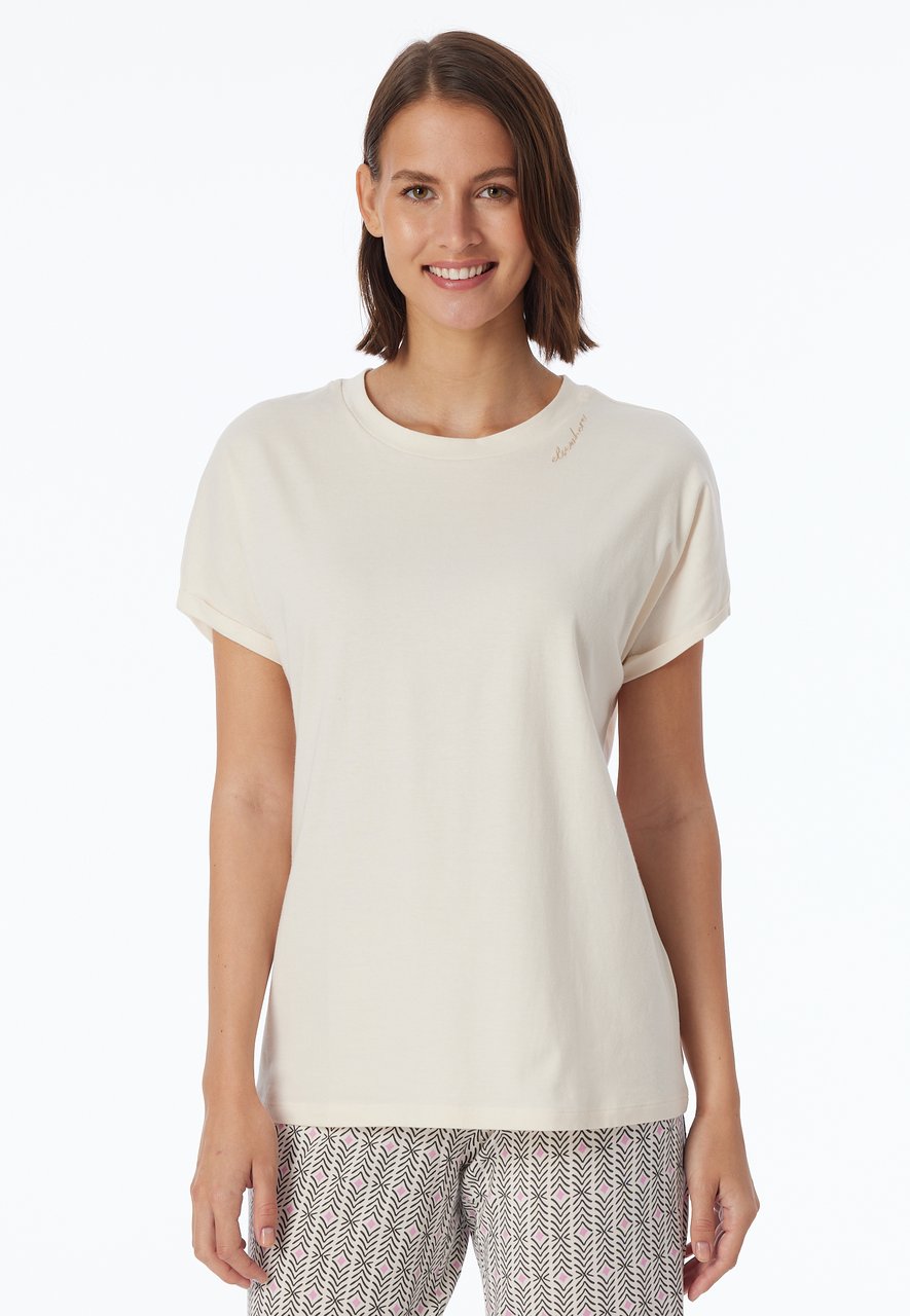 SCHIESSER Mix+Relax T-shirt, dames shirt korte mouw roomwit