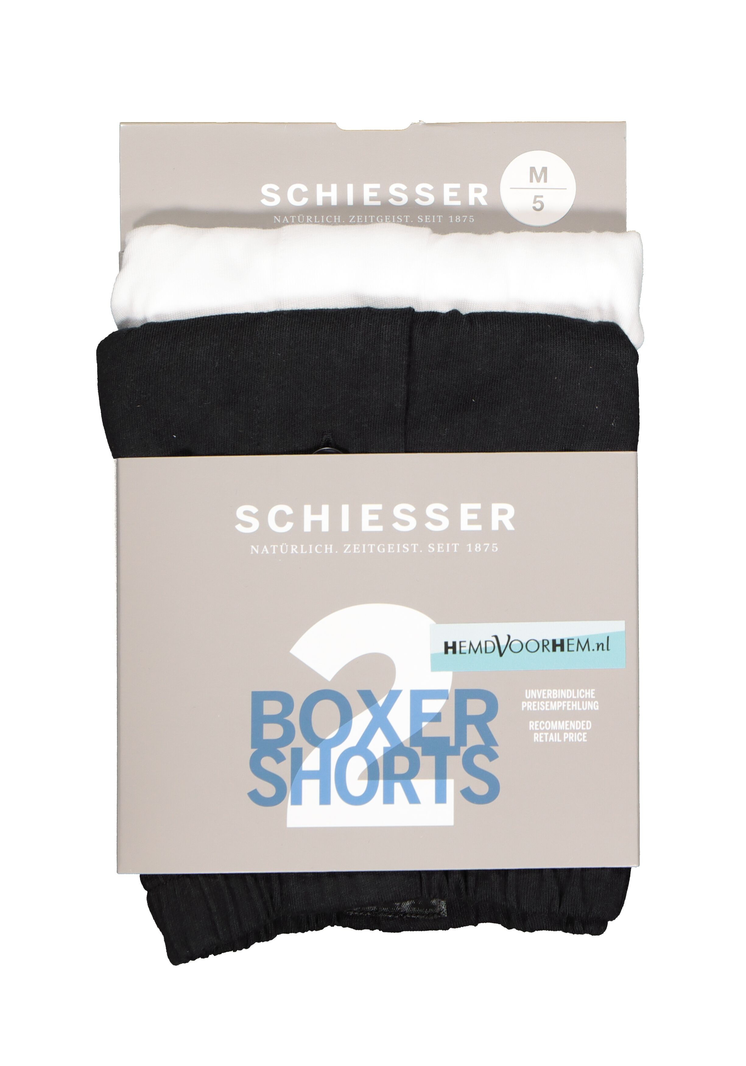 SCHIESSER Cotton Essentials boxershorts wijd (2-pack), tricot, zwart en wit