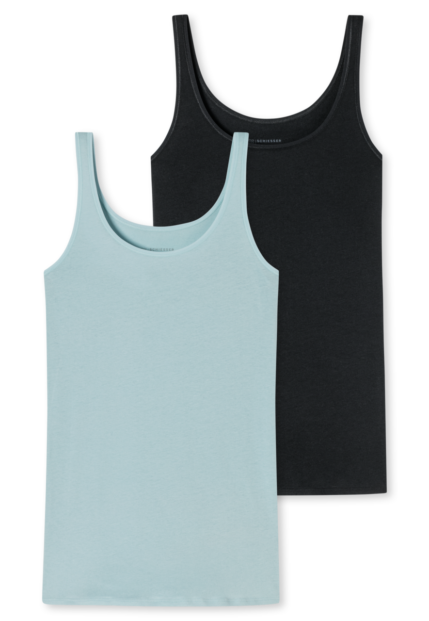 SCHIESSER 95/5 Organic singlet (-pack), dames top two-pack organic cotton lichtblauw