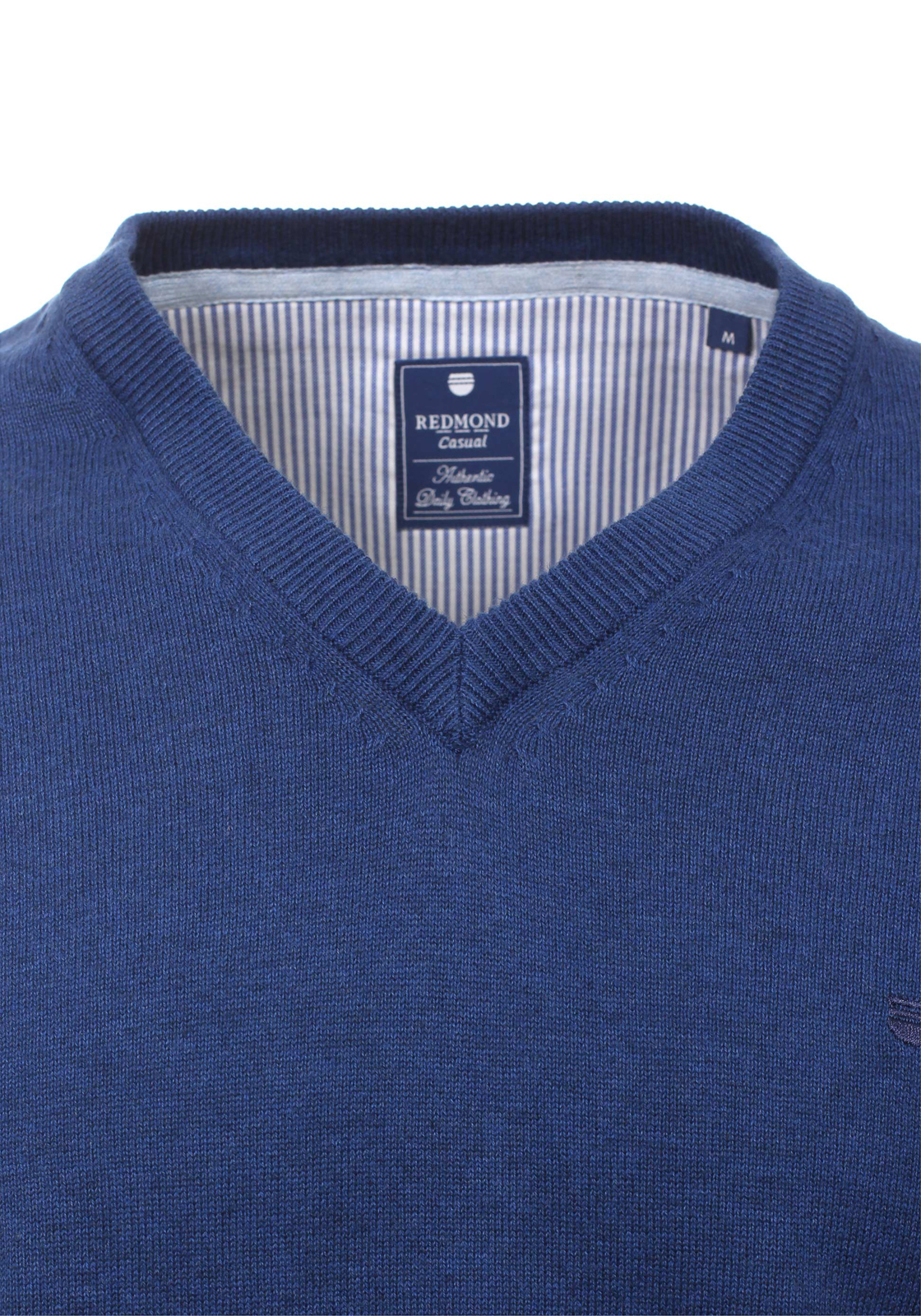 4-4049807141642-redmond-trui_HR Redmond heren trui katoen, V-hals, jeans-blauw