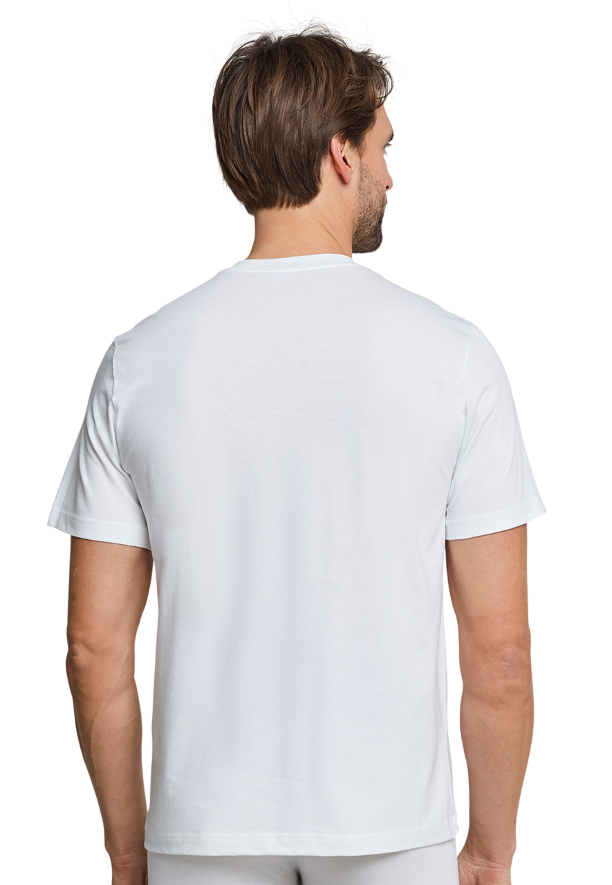 SCHIESSER American T-shirt (2-pack), heren shirt korte mouw jersey v-hals wit