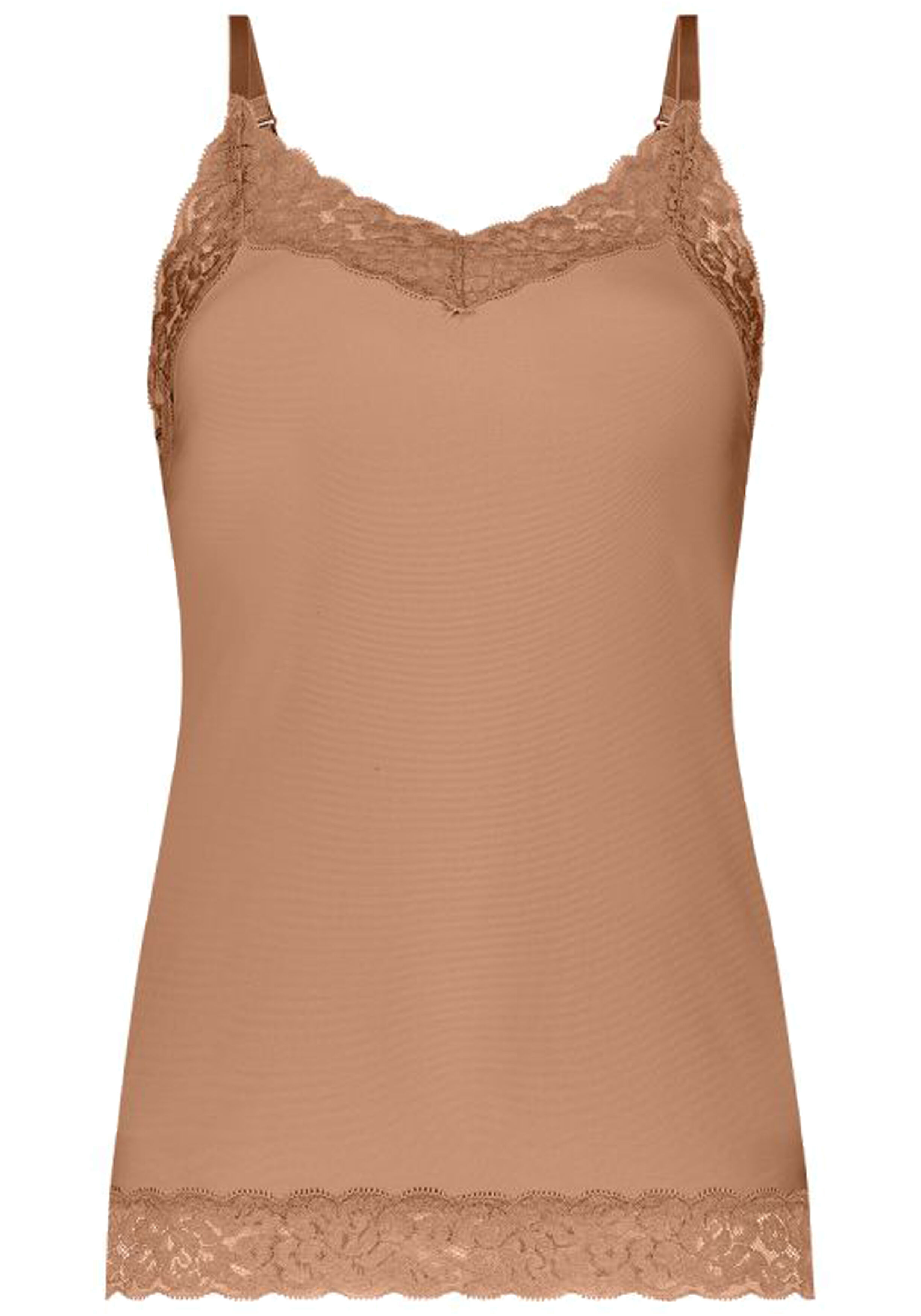 TEN CATE Secrets Lace women spaghetti top met kant (1-pack), dames singlet, hazelnoot