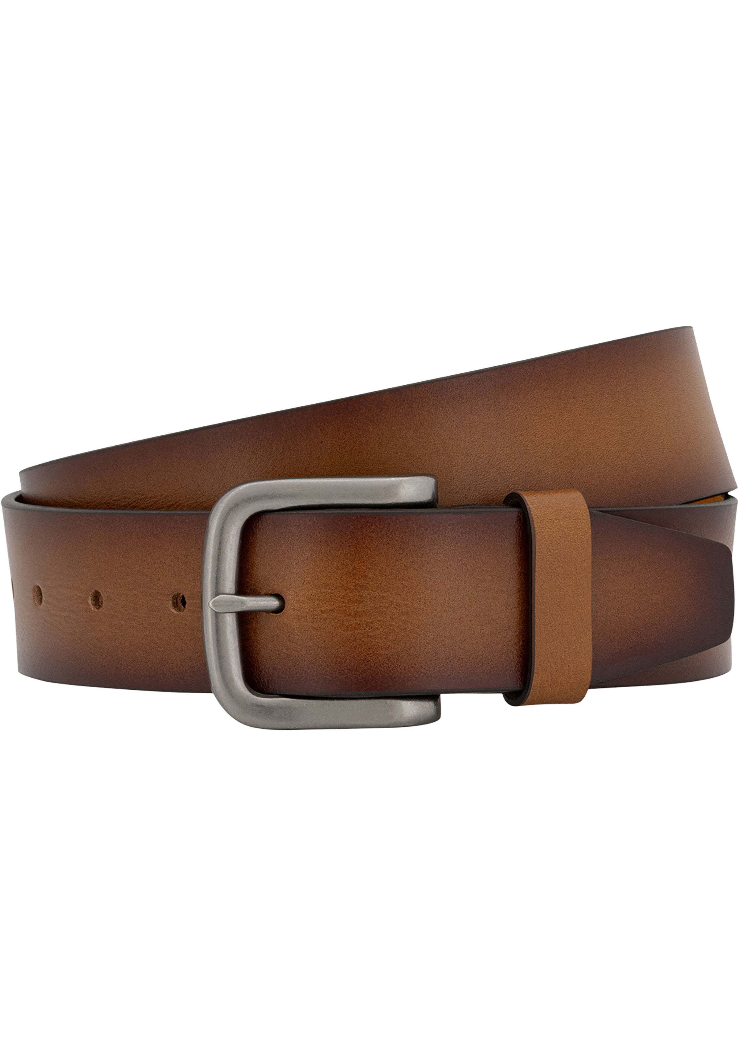 LINDENMANN leren heren riem, cognac
