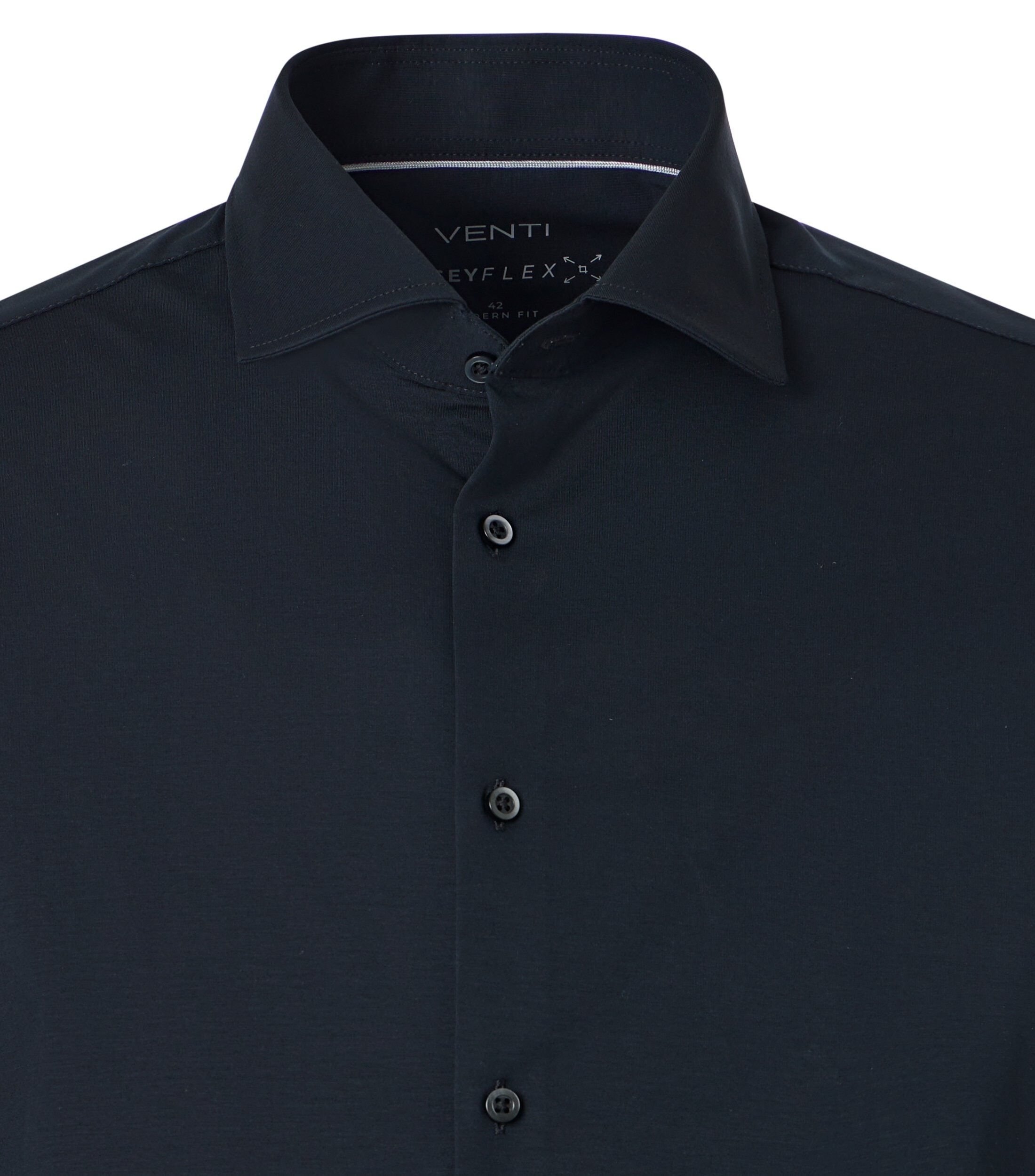 VENTI modern fit Jerseyflex overhemd, korte mouw, jersey, donkerblauw