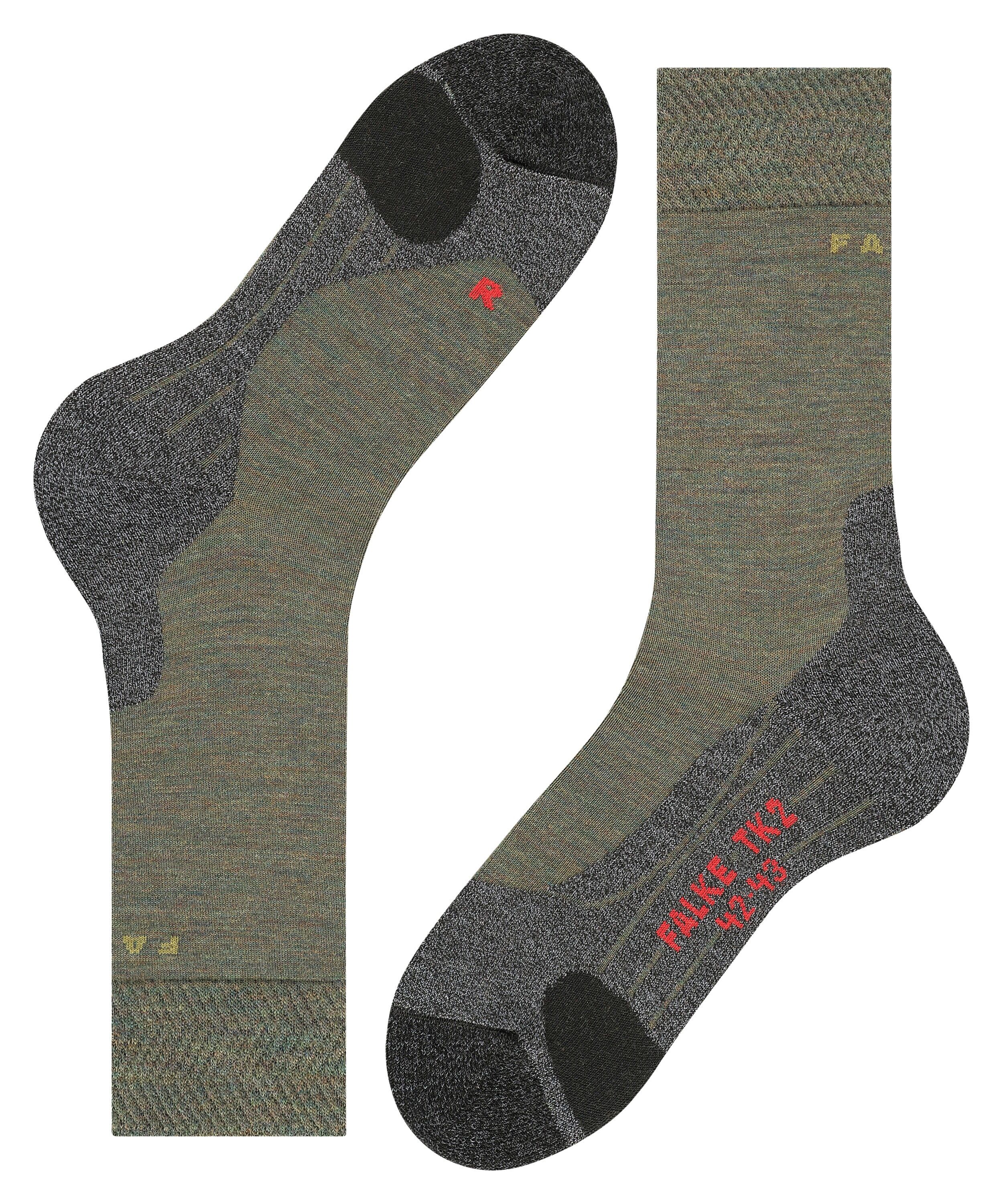 FALKE TK2 Explore Melange heren trekking sokken, groen (ivy green)