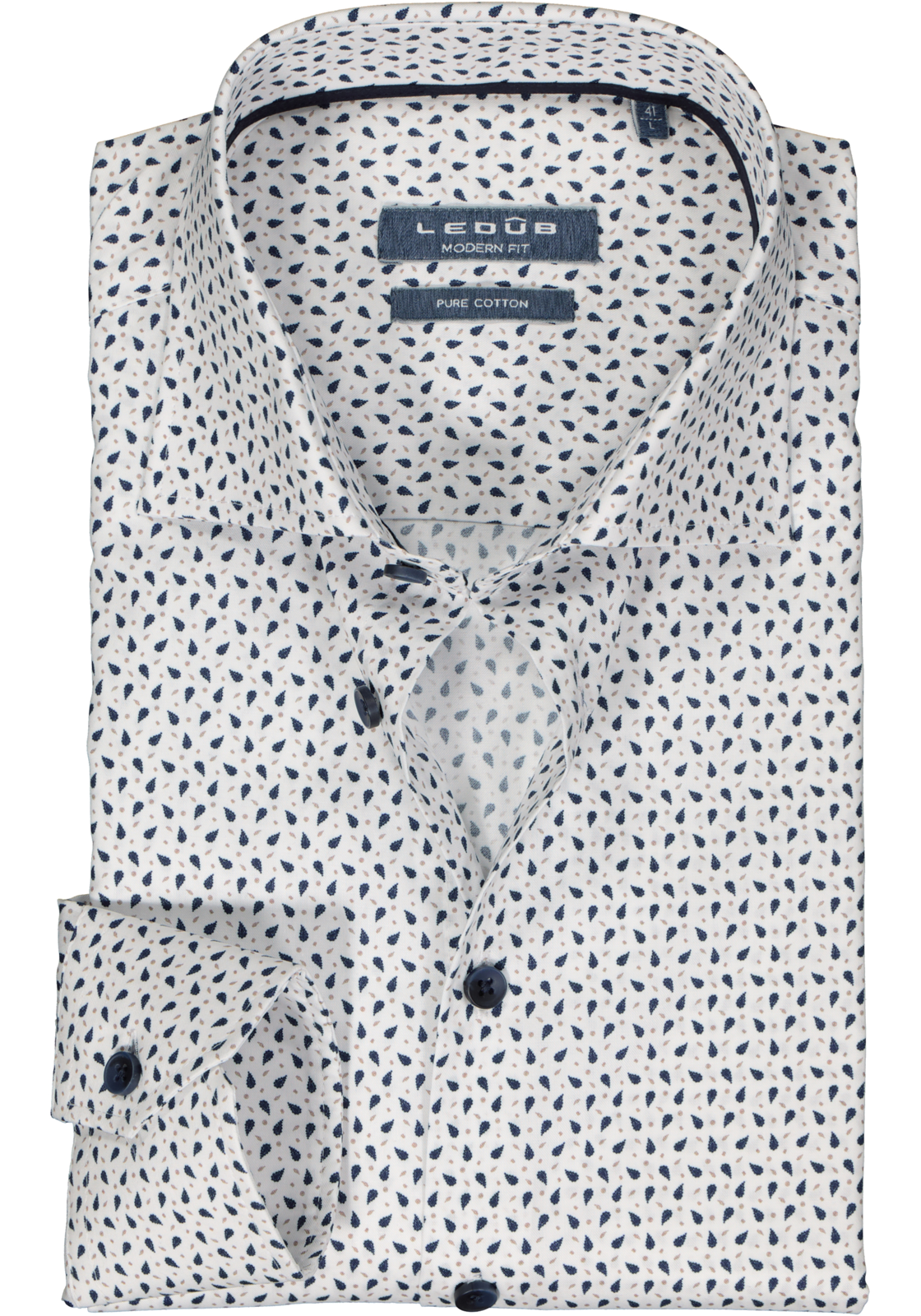 1-8720293964019_Ledub_overhemd_HR Ledub modern fit overhemd, wit dessin