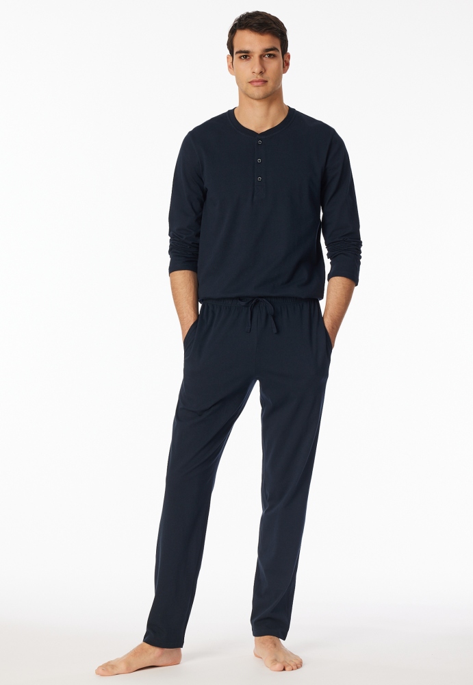 SCHIESSER Mix + Relax Pantalon, heren loungebroek, donkerblauw dessin