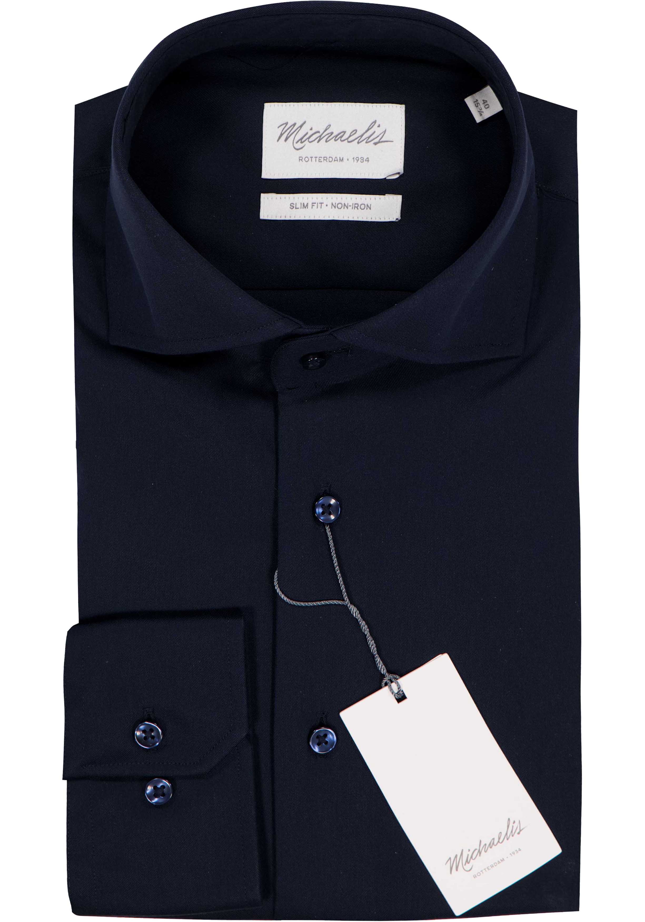 Michaelis slim fit overhemd, Oxford, navy blauw