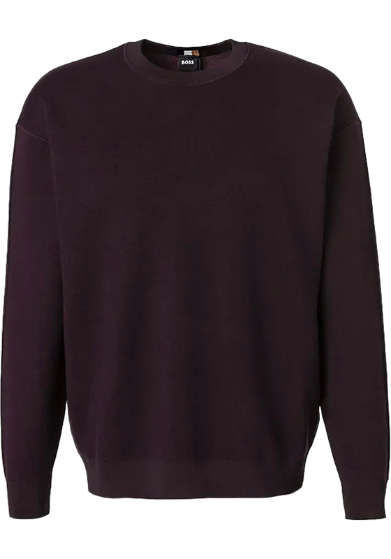 BOSS Daero regular fit trui katoen met wol, heren trui middeldik O-hals, rood BOSS Daero regular fit trui katoen met wol, heren trui middeldik O-hals, rood