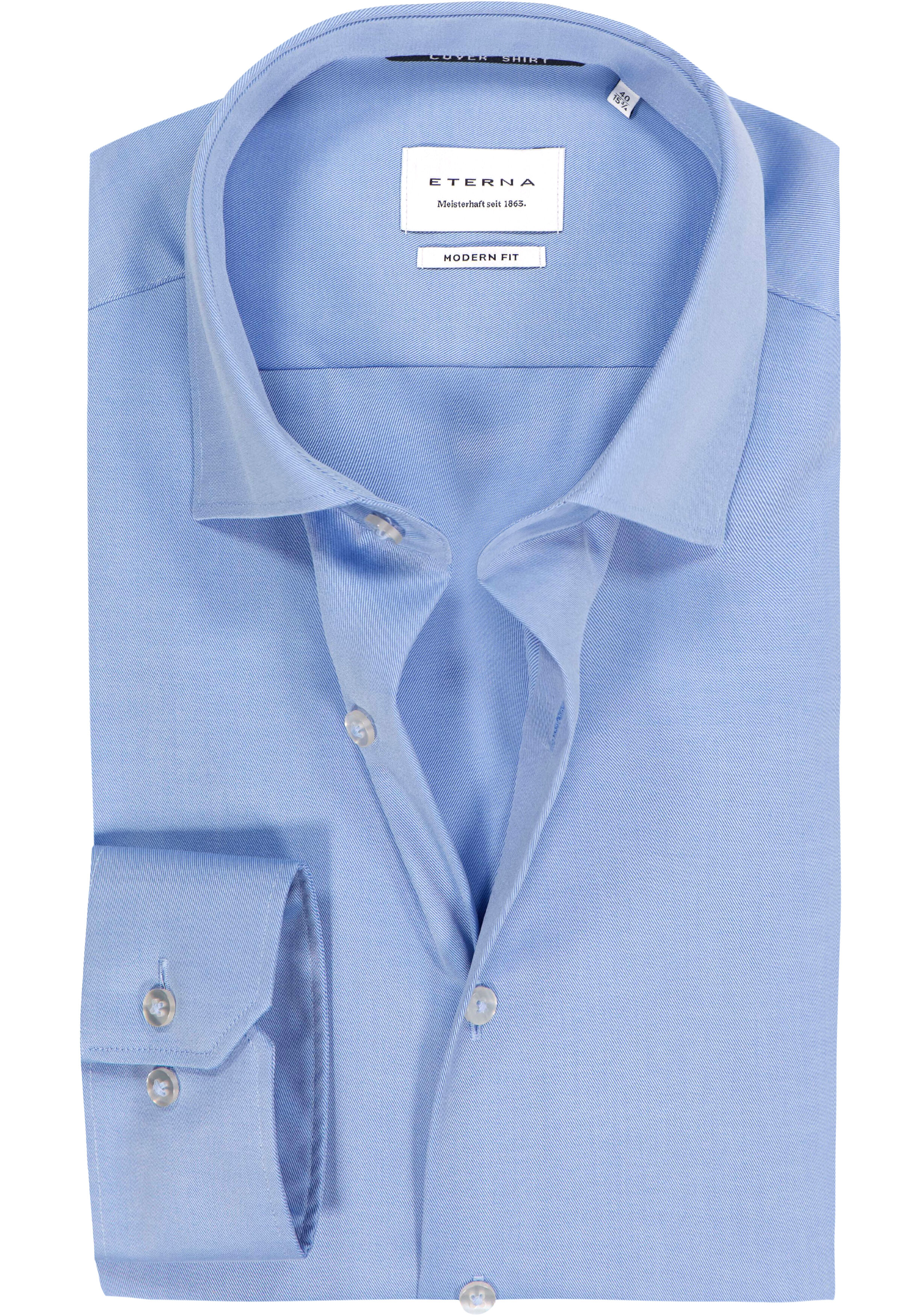 ETERNA modern fit overhemd, twill, blauw