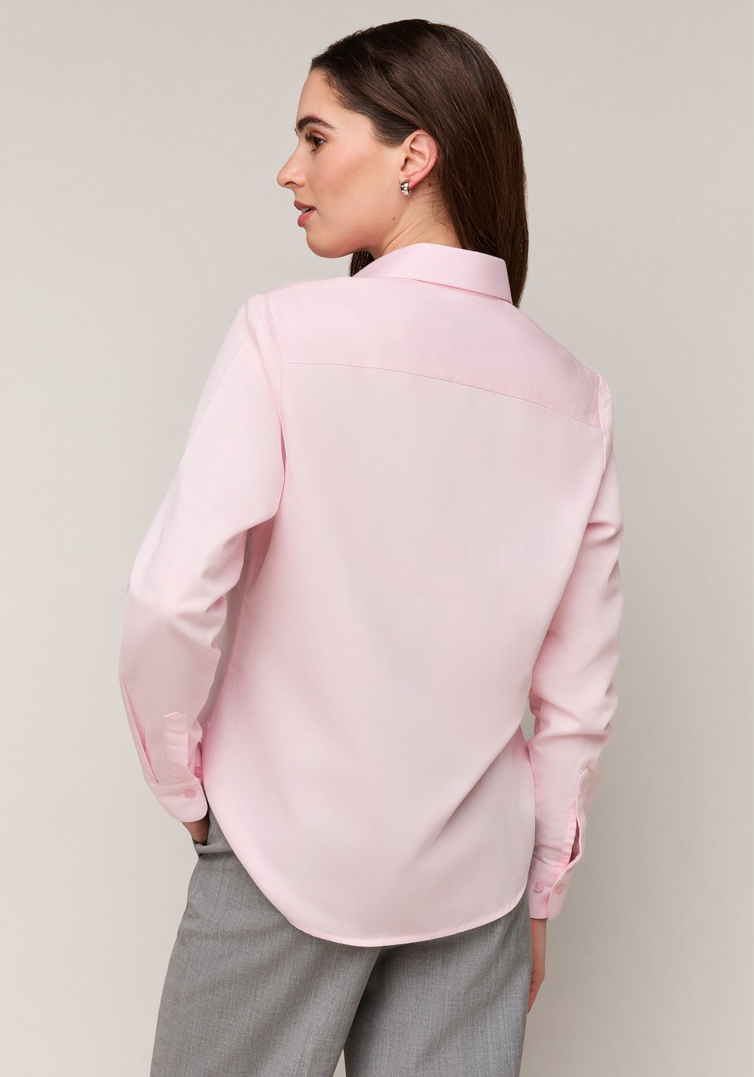 Vander Amsterdam damesblouse regular fit enkele manchet, twill, roze