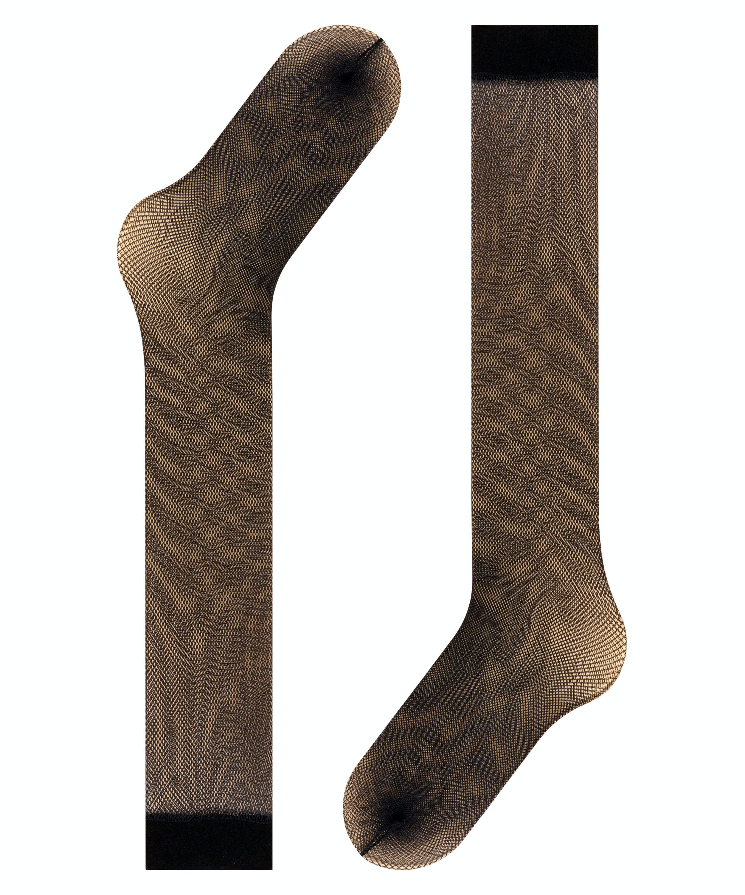 FALKE Net dames kniekousen, zwart (black)