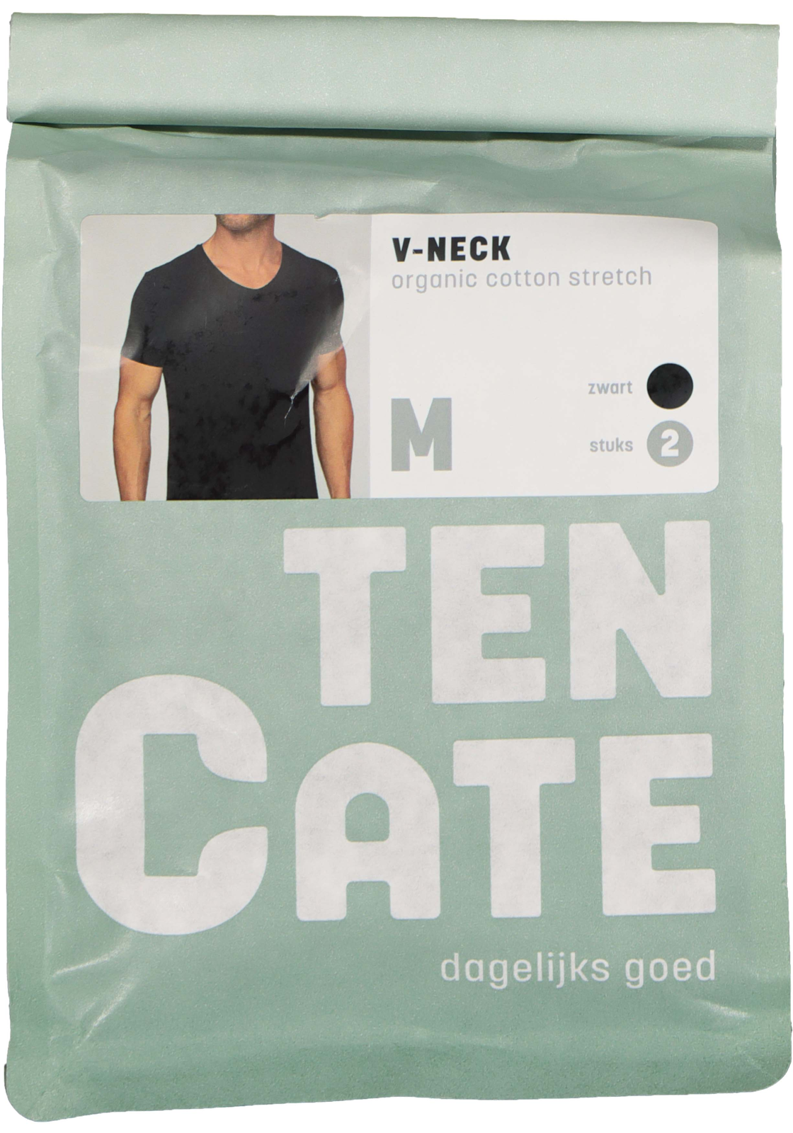 06-8711665828961_ten_cate_tshirt_2p_HR TEN CATE Basics men T-shirt (2-pack), heren T-shirts V-hals, zwart