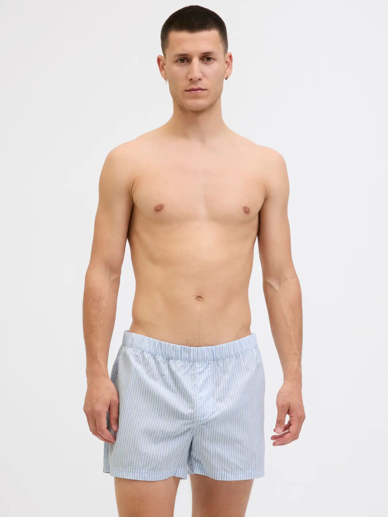 JACK & JONES Jacmilano woven boxers (3-pack), heren wijde boxers, chambray blue chambray striped, skyway checks