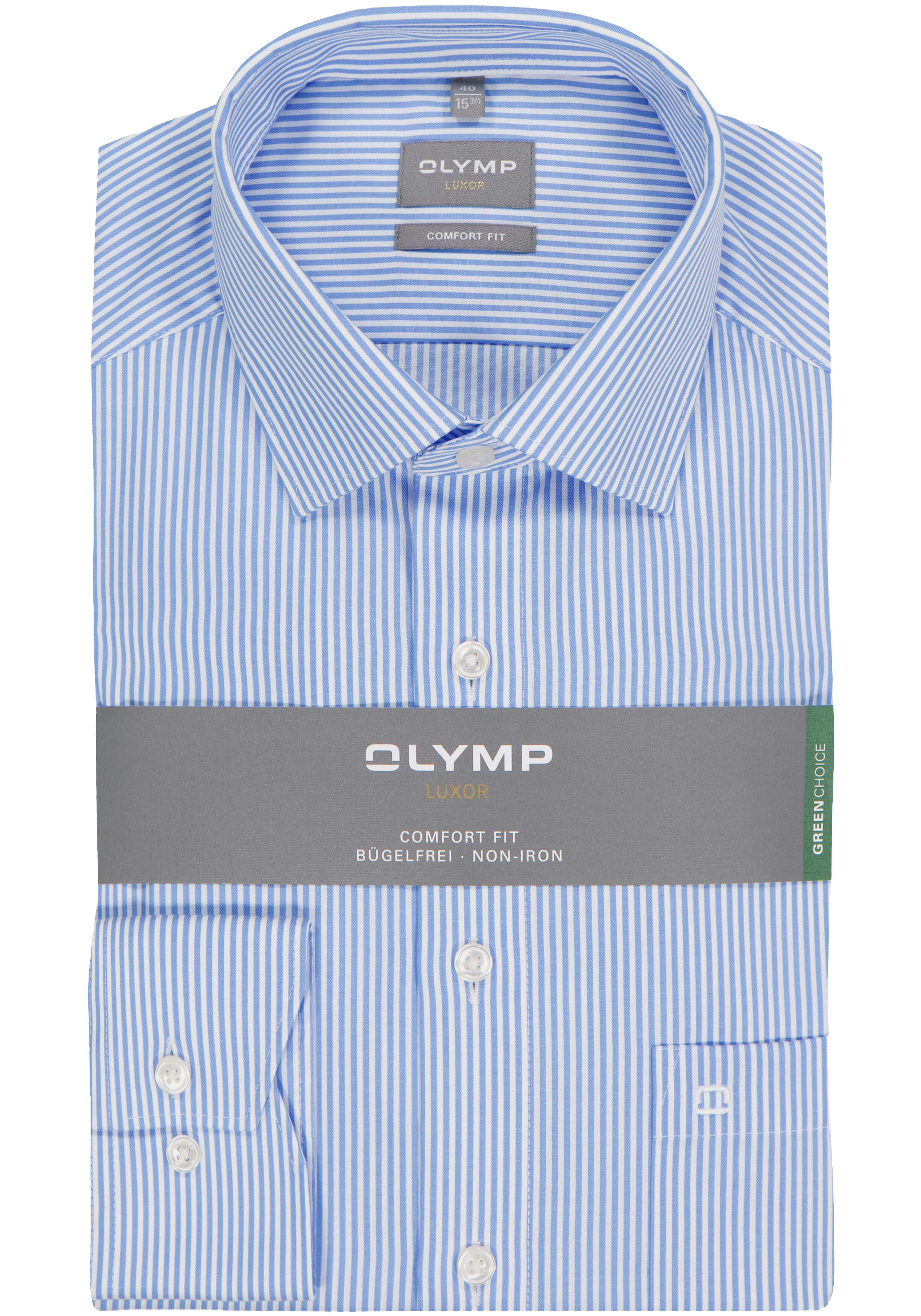 OLYMP Luxor comfort fit overhemd, lichtblauw gestreept