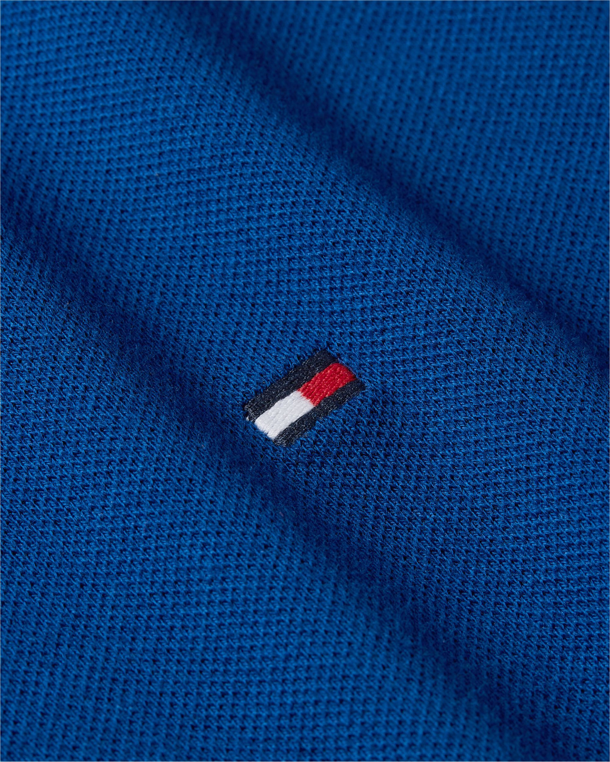 Tommy Hilfiger Flag Cuff Slim Polo, heren poloshirt, donker kobaltblauw