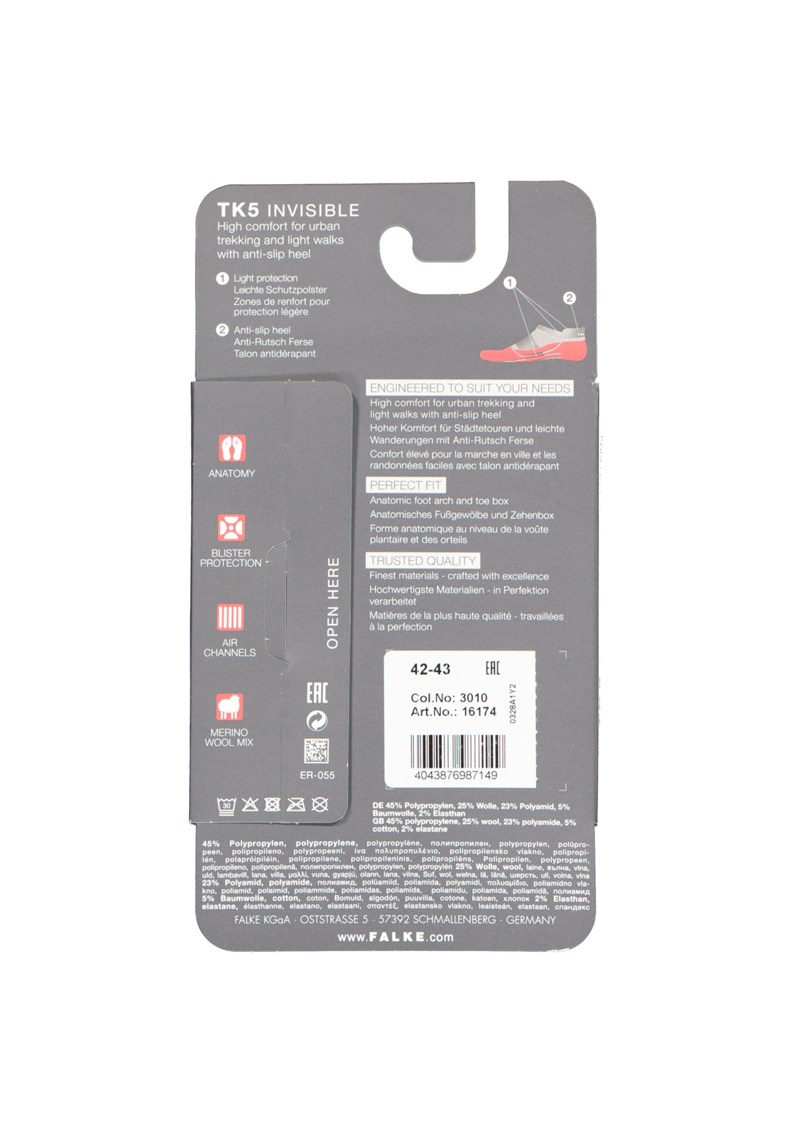 4-4043876987149_falke_sokken_1p_HR FALKE TK5 invisible heren  wandelsokken, zwart (black-mix)