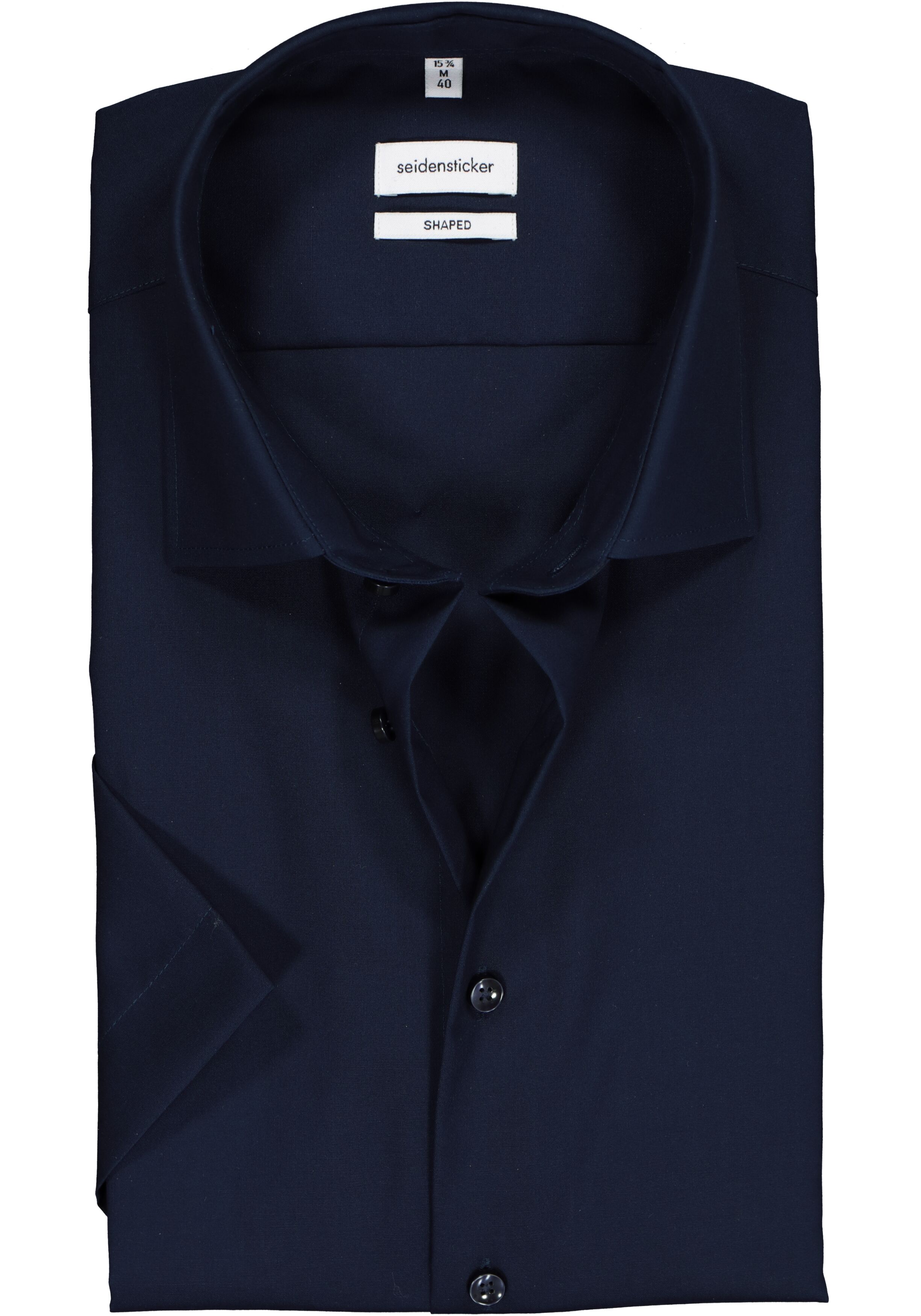 Seidensticker shaped fit overhemd, korte mouw, donkerblauw