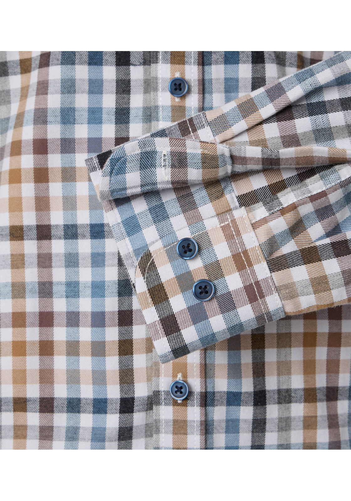 CASA MODA Sport casual fit overhemd, flanel, beige geruit - 444308000-600 CASA MODA Sport casual fit overhemd, flanel, beige geruit - 444308000-600