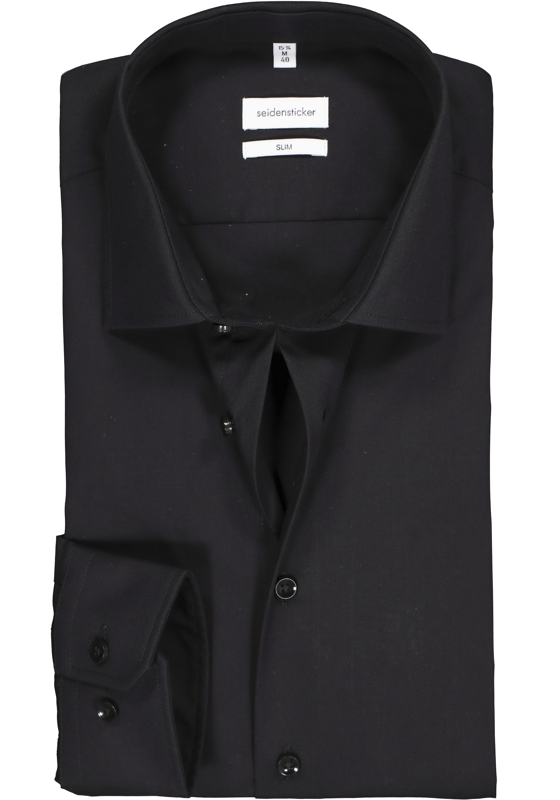 Seidensticker slim fit overhemd, zwart  Seidensticker slim fit overhemd, zwart
