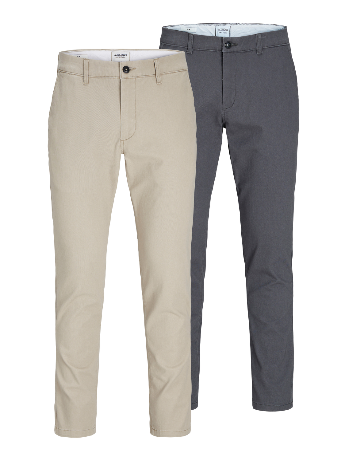 JACK & JONES Marco Dave (2-pack) slim fit, heren chino, beige en donkergrijs