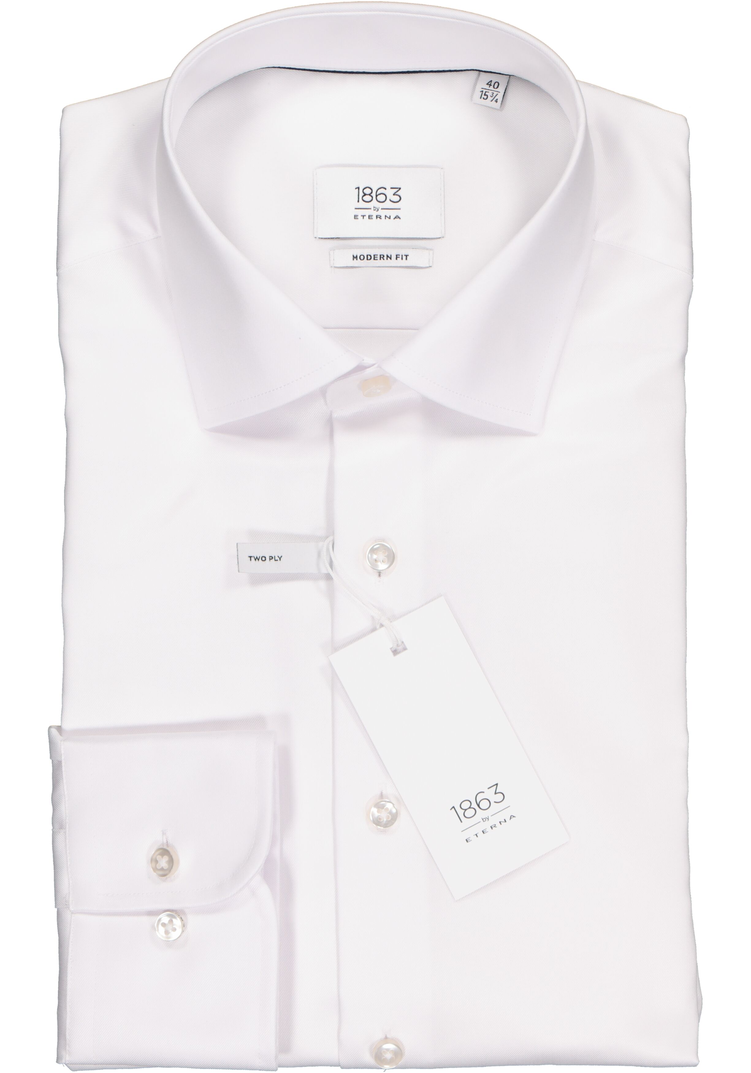 ETERNA 1863 modern fit premium overhemd, 2-ply twill heren overhemd, wit