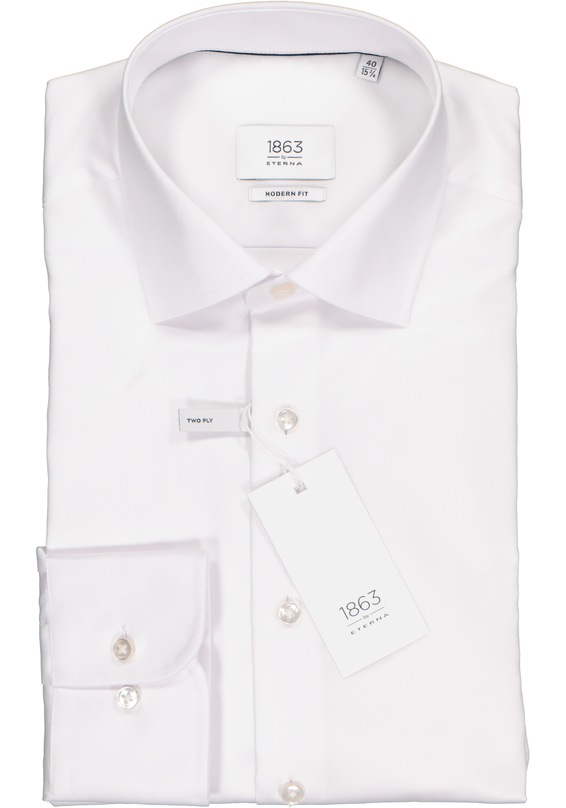 2-4045332907395_eterna-overhemd_HR ETERNA 1863 modern fit premium overhemd, 2-ply twill heren overhemd, wit