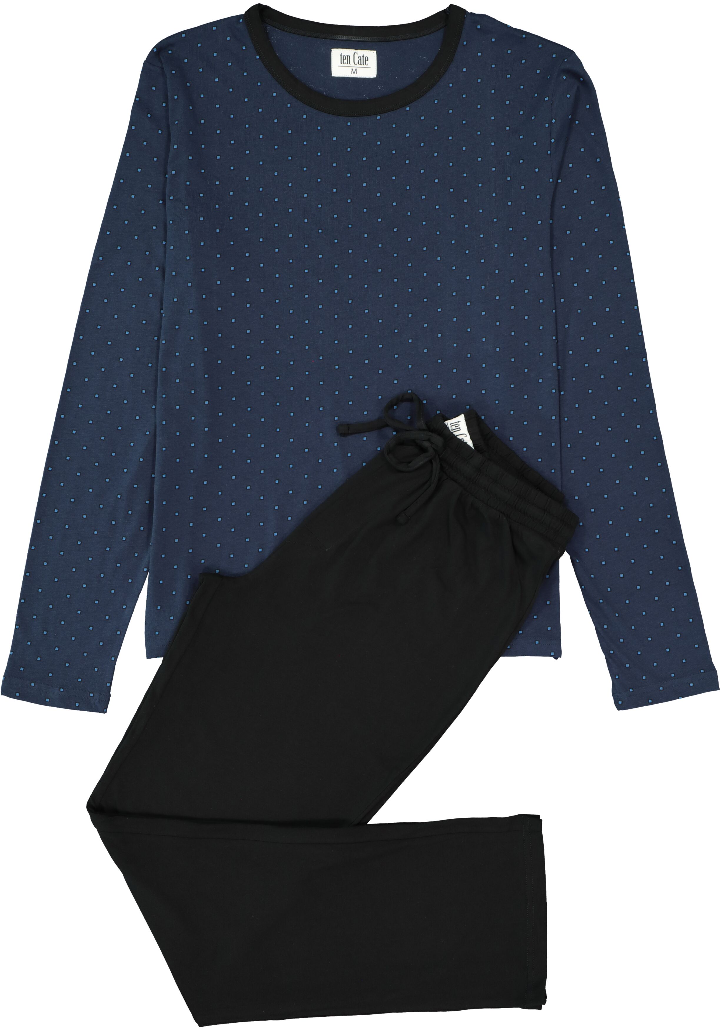 TEN CATE men pyjama, O-hals, blauw dessin