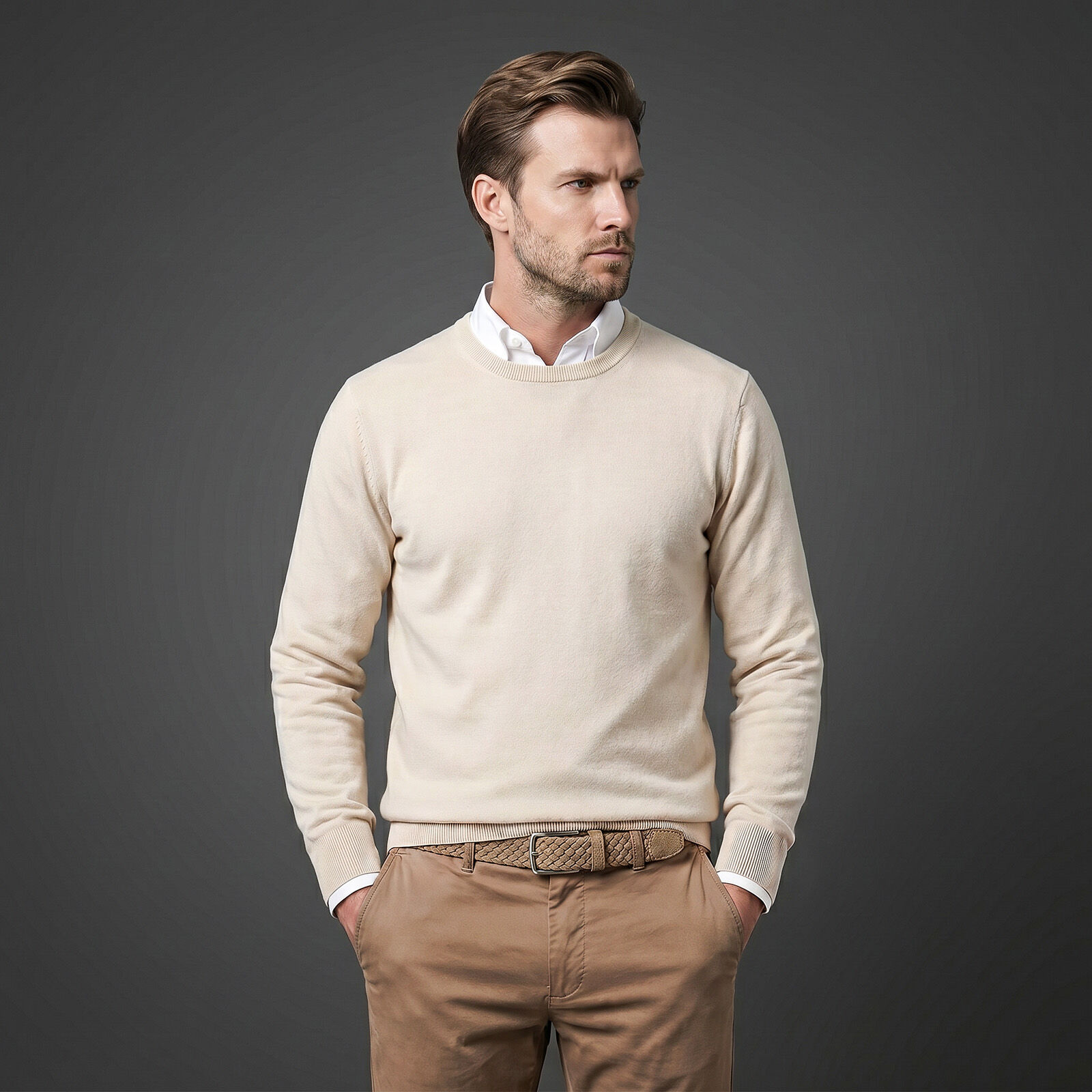 HECHTER leren heren riem, taupe