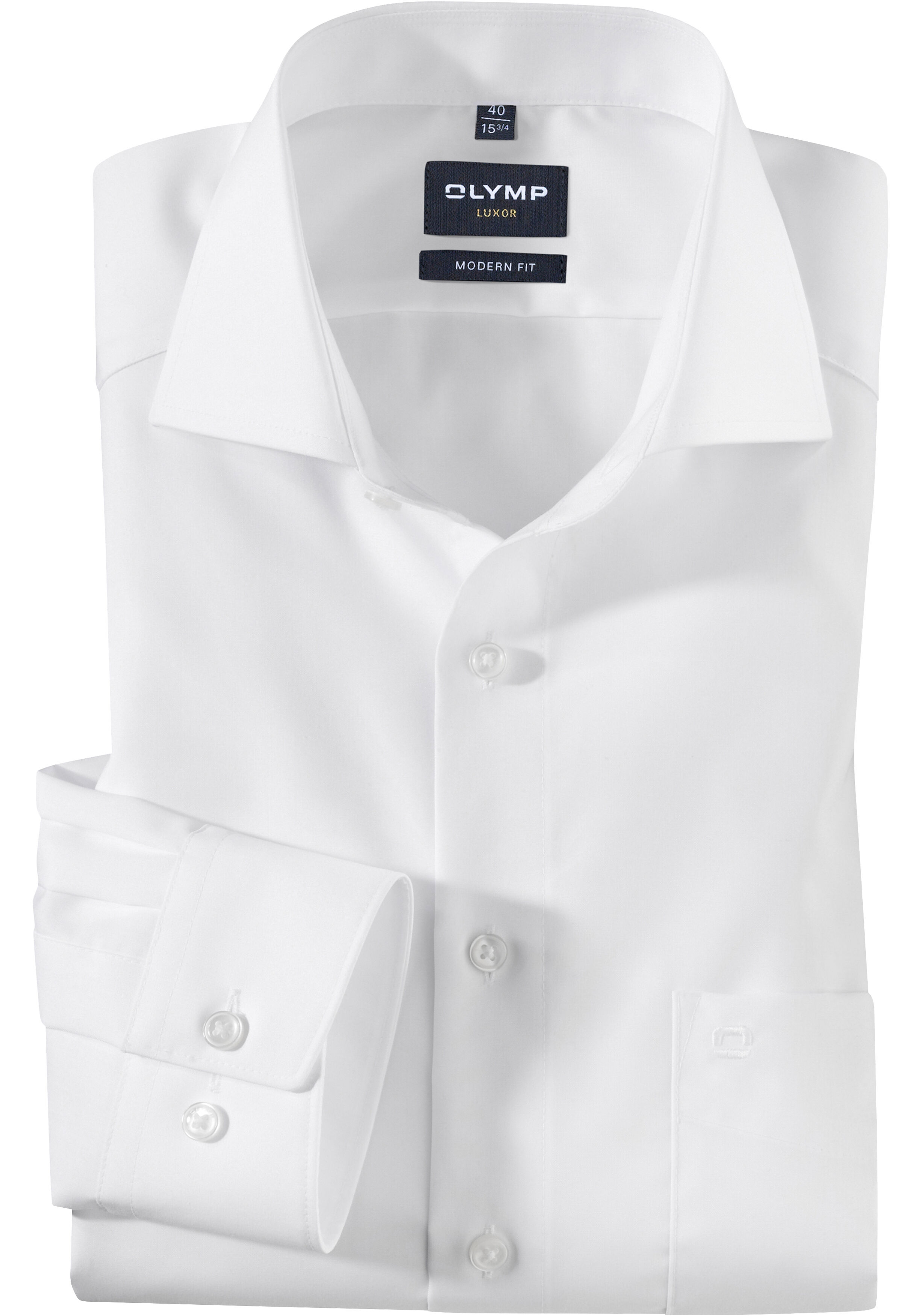 OLYMP Luxor modern fit overhemd, popeline, wit