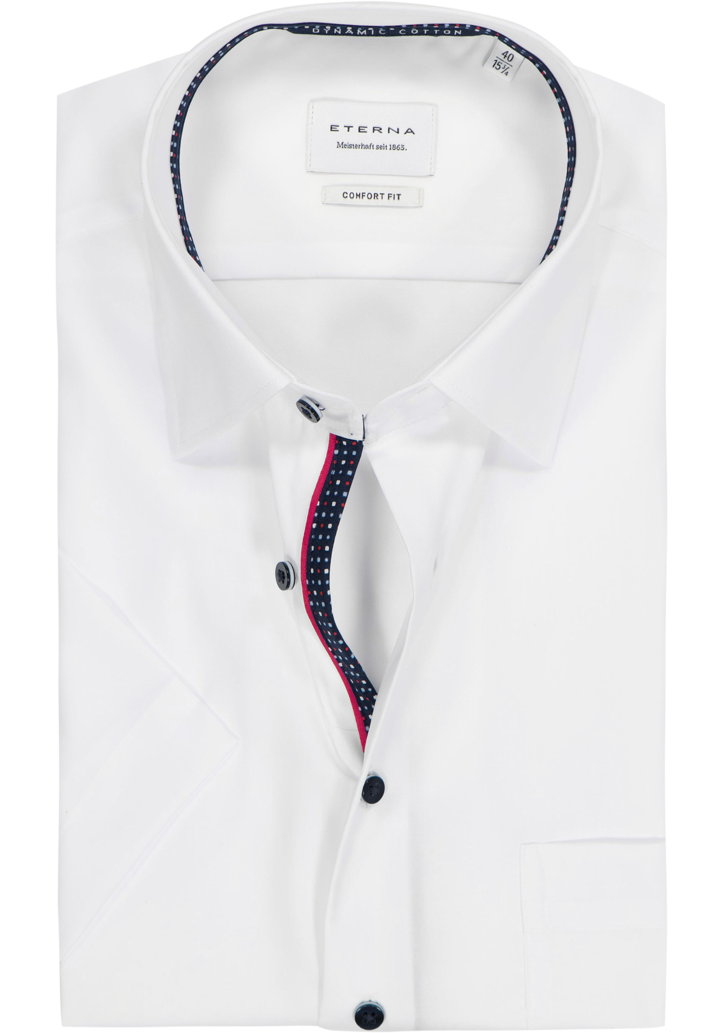 ETERNA comfort fit overhemd korte mouw, popeline, wit