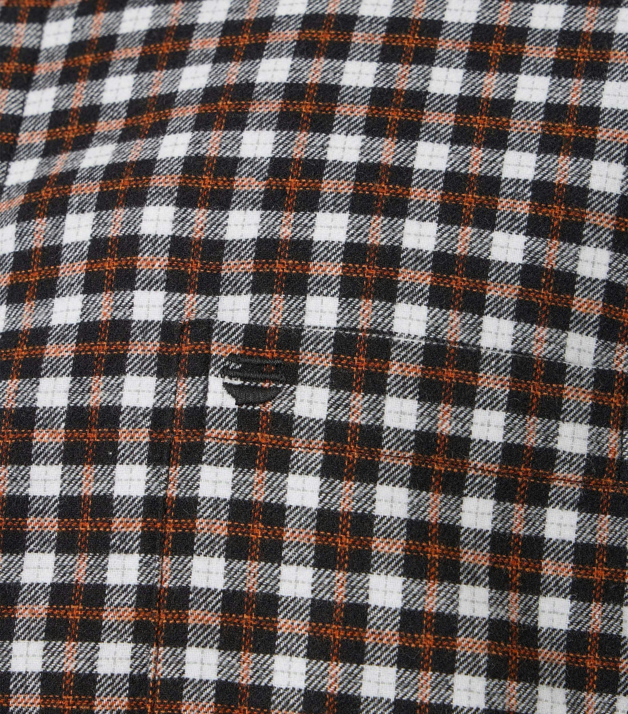 Redmond modern fit overhemd, flanel, zwart met wit en oranje geruit