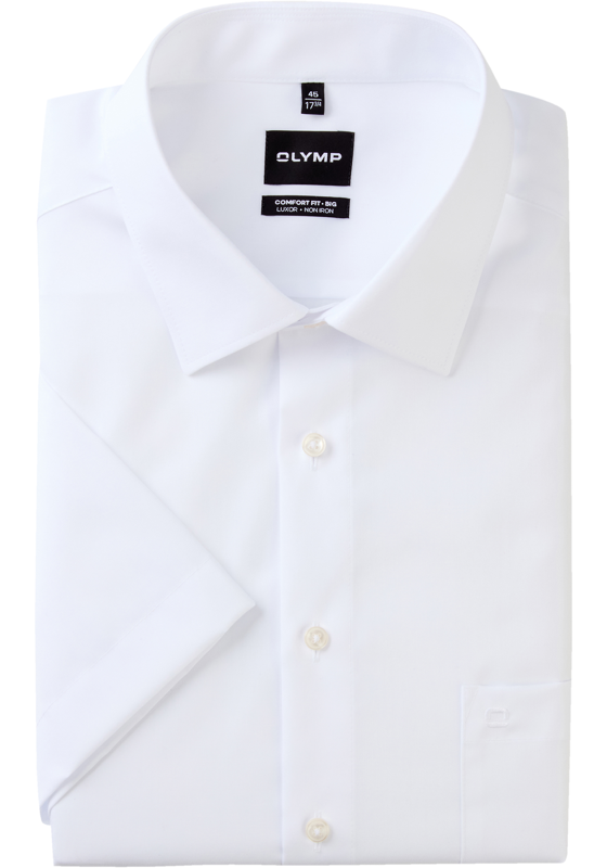 OLYMP Luxor comfort fit Big overhemd, korte mouw, popeline, wit OLYMP Luxor comfort fit Big overhemd, korte mouw, popeline, wit