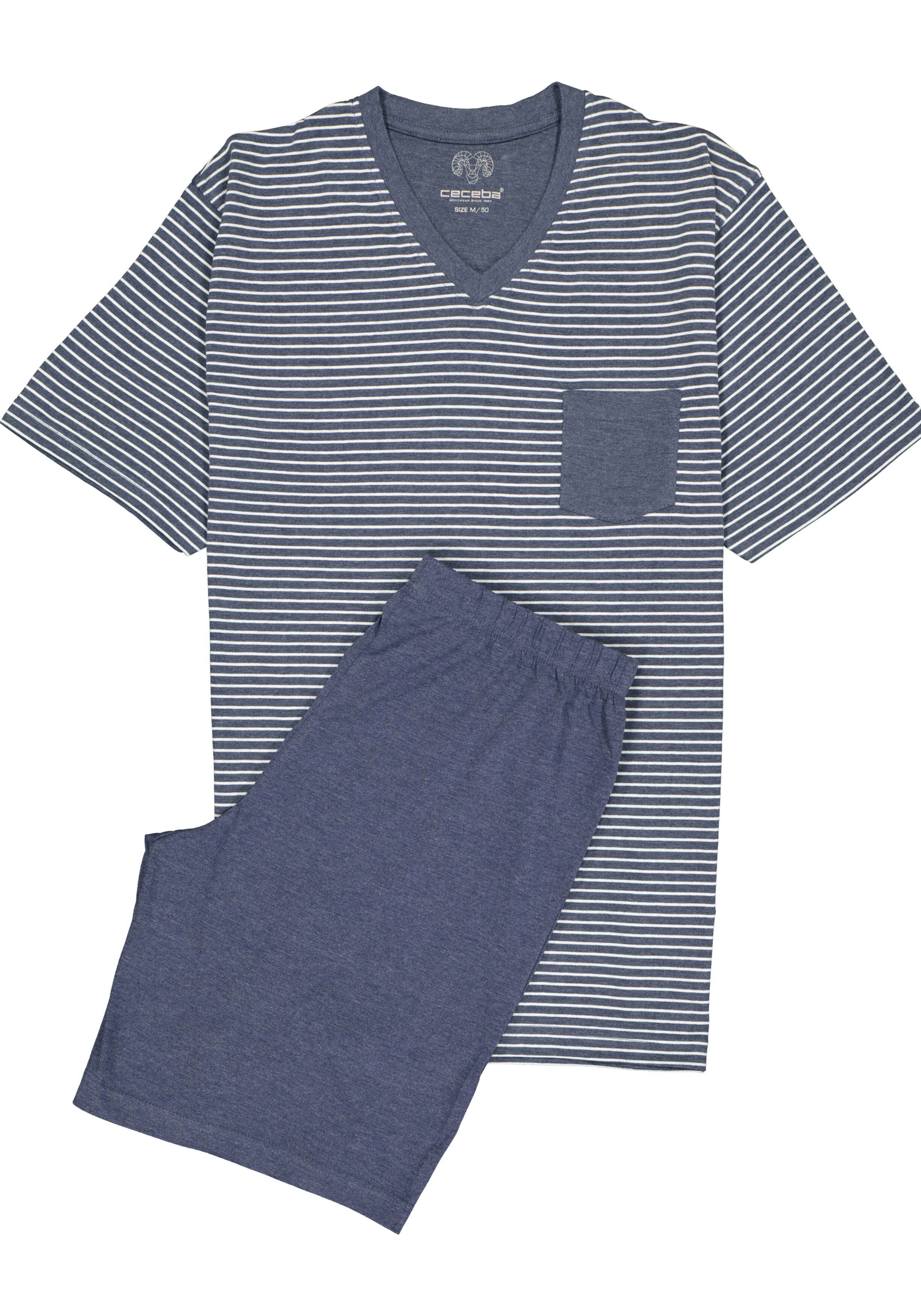 Ceceba heren shortama, blauw met wit gestreept