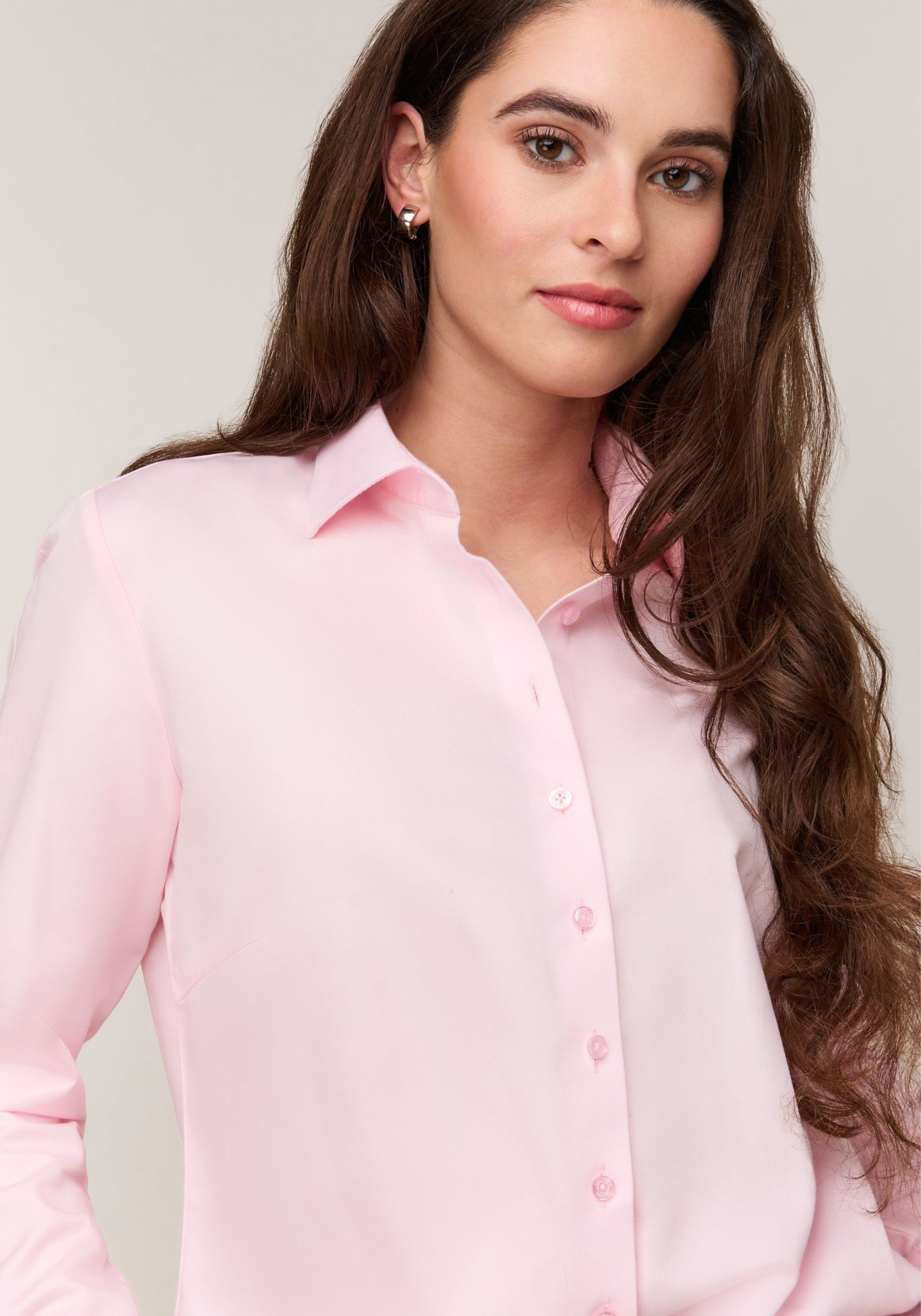 Vander Amsterdam damesblouse regular fit enkele manchet, twill, roze