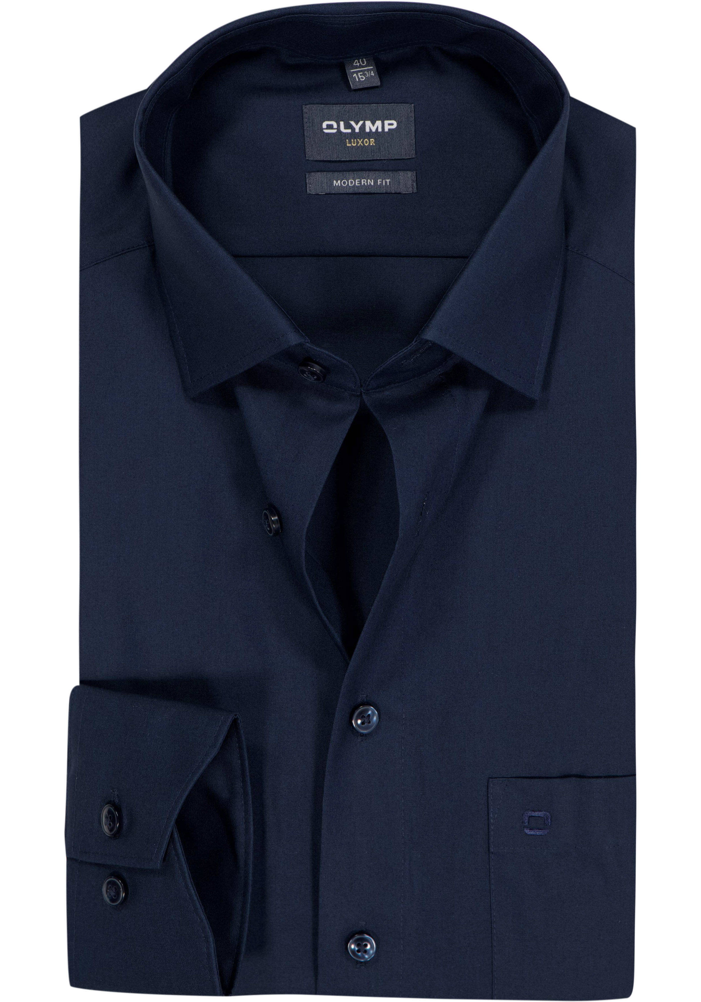 OLYMP Luxor modern fit overhemd, donkerblauw