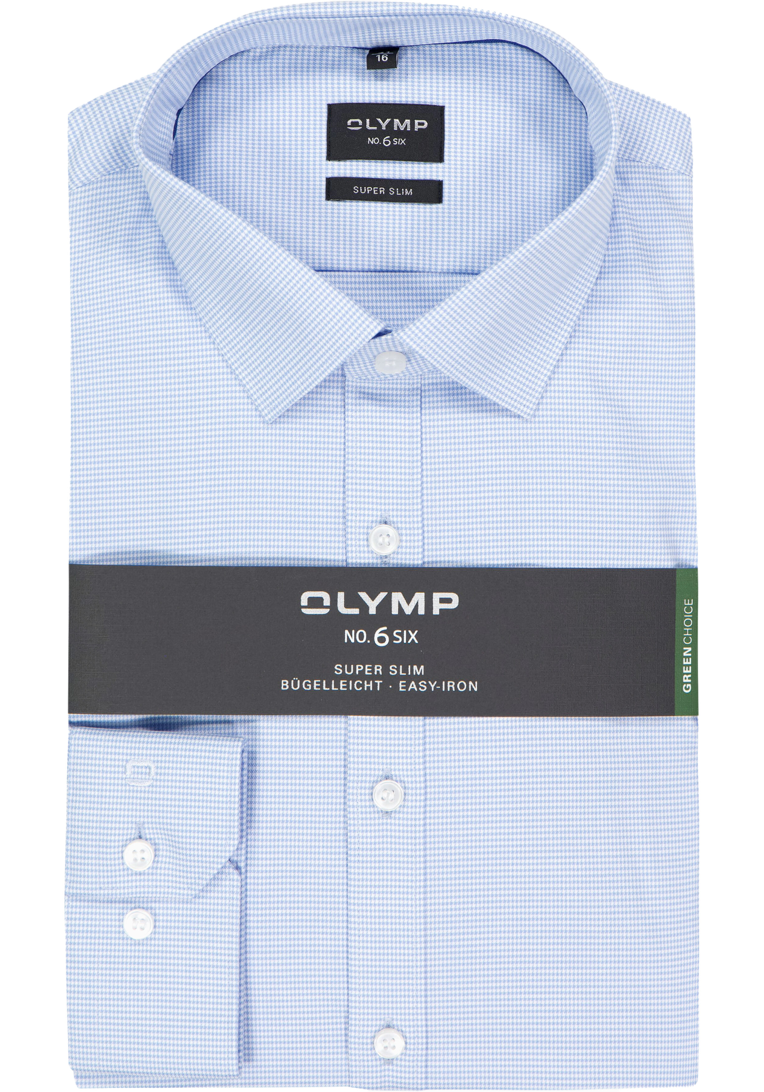 OLYMP No. Six super slim fit overhemd, lichtblauw geruit 