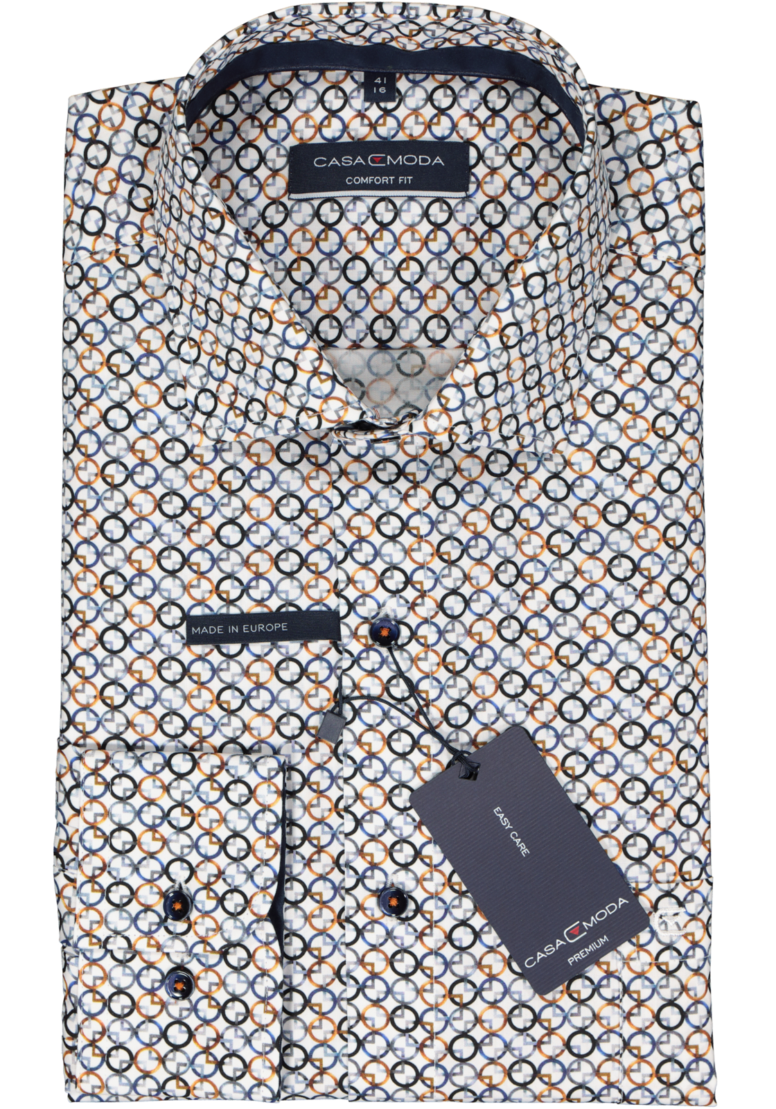 2-4064813729653_casa-moda-overhemd_HR CASA MODA comfort fit overhemd, popeline, blauw dessin