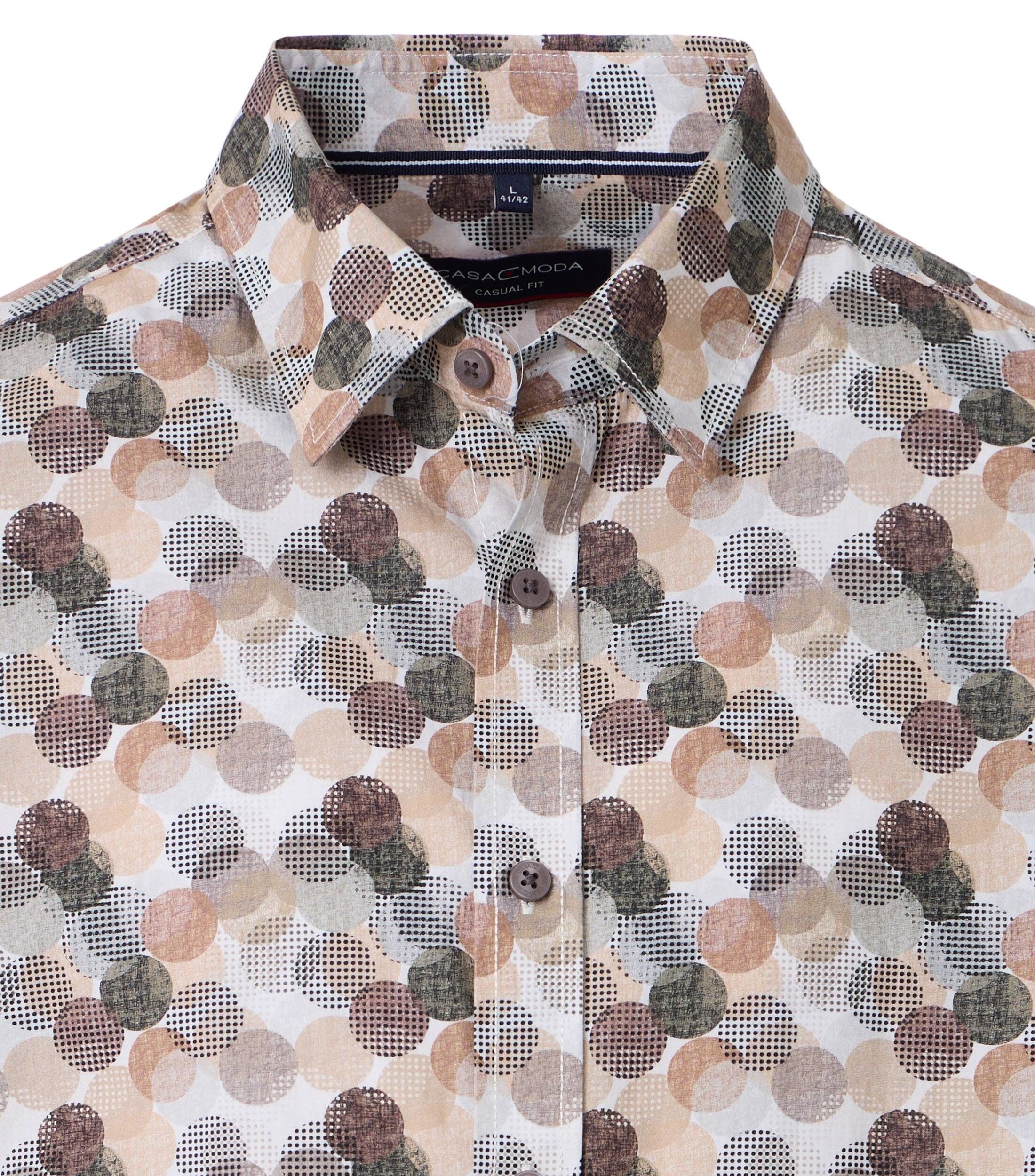 CASA MODA Sport casual fit overhemd, popeline, wit, blauw en beige dessin