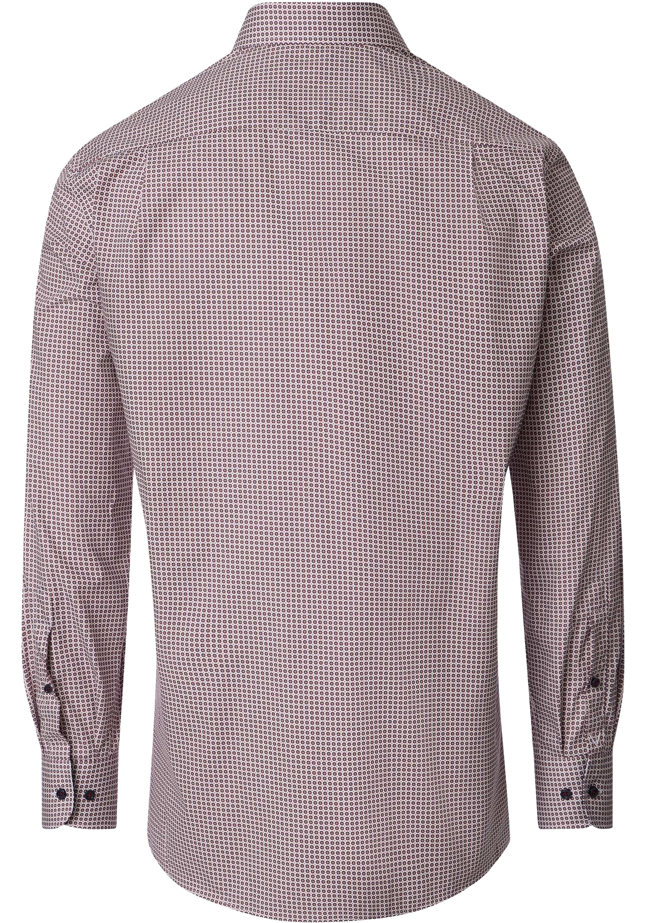 VENTI CASA MODA comfort fit overhemd, popeline, wit met rood en blauw dessin