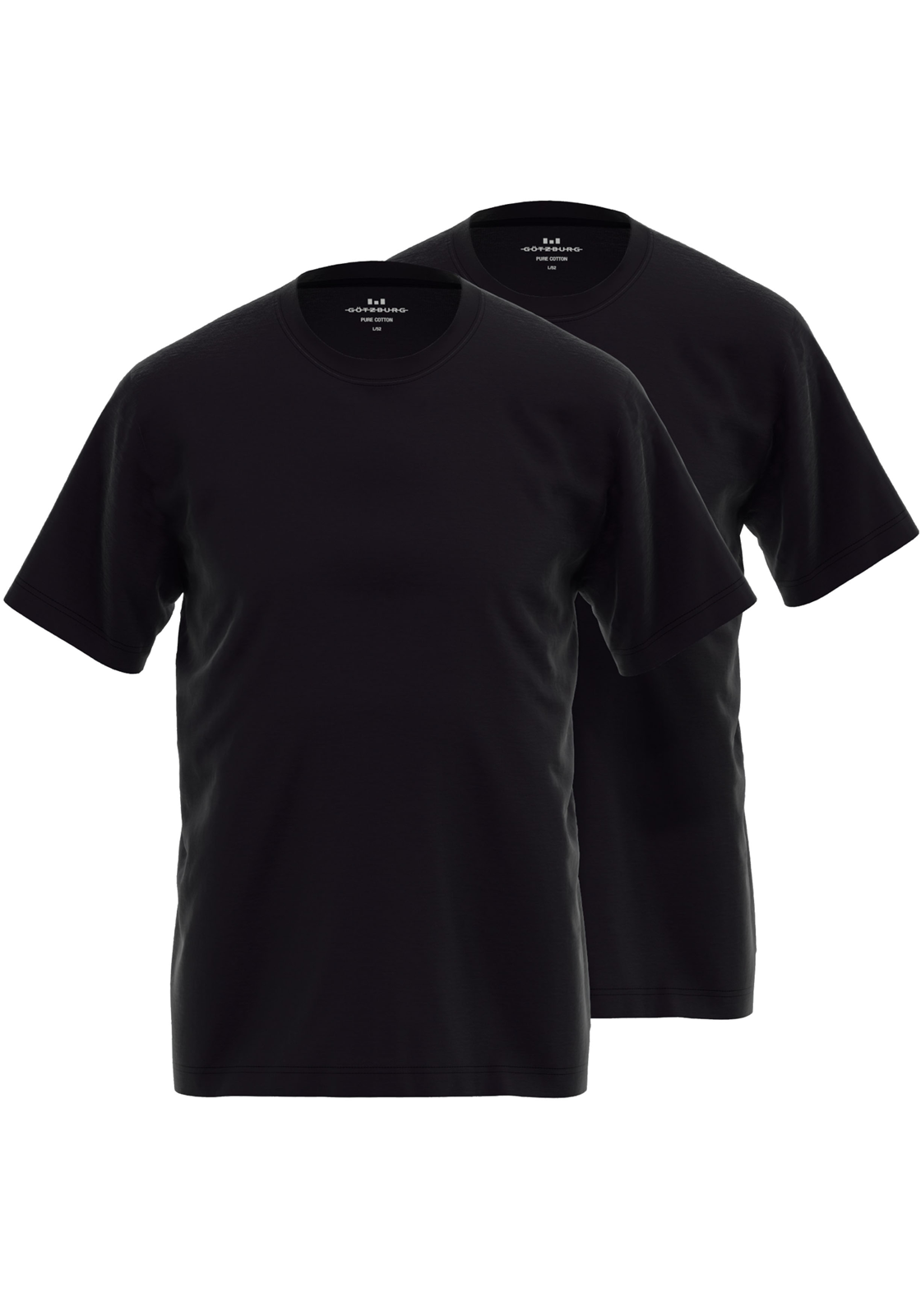 Gotzburg heren T-shirts regular fit O-hals (2-pack), zwart Gotzburg heren T-shirts regular fit O-hals (2-pack), zwart