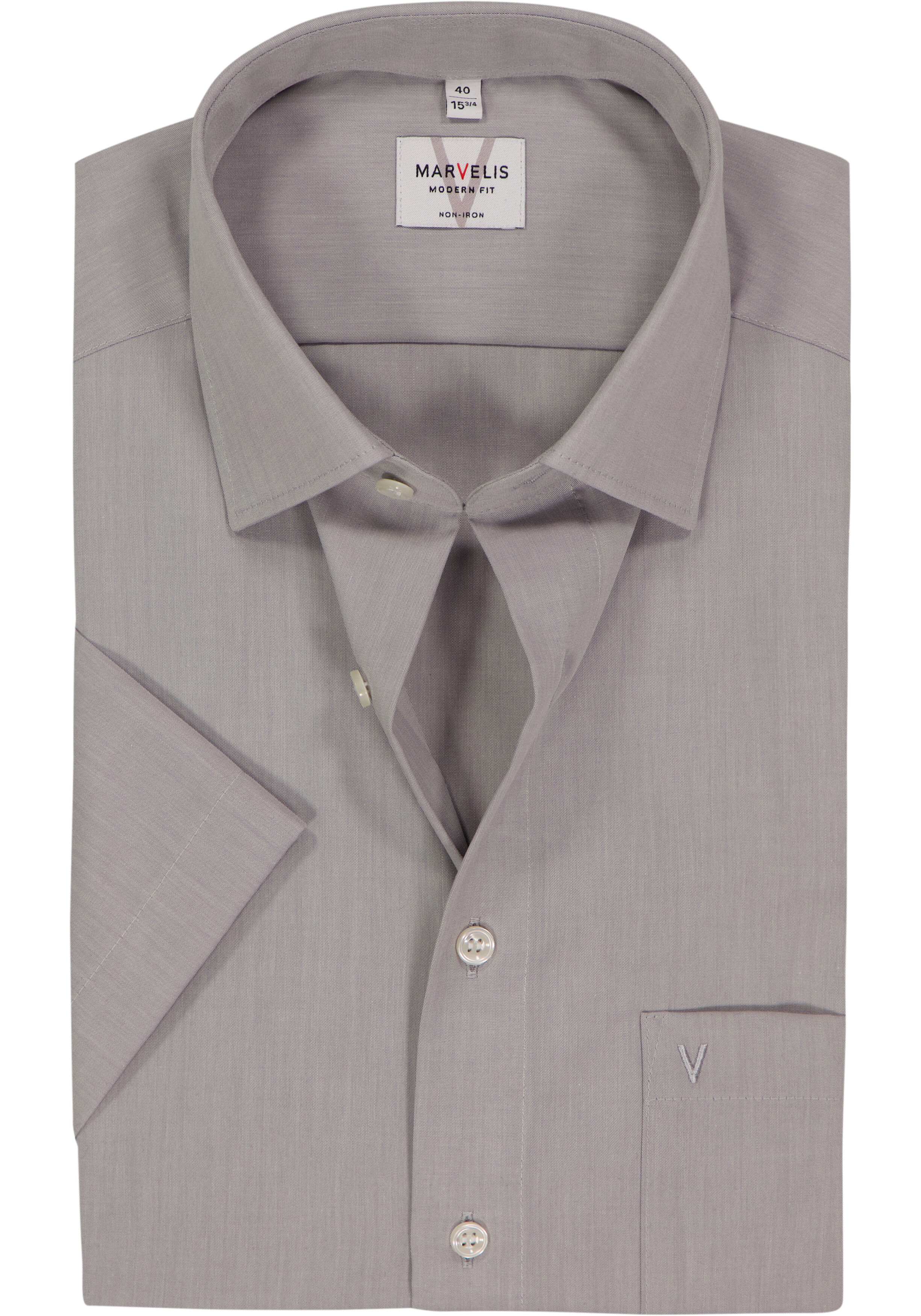 MARVELIS modern fit overhemd, korte mouw, grijs
