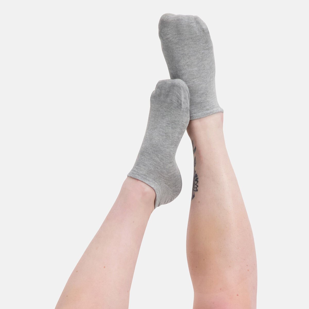Bamboo Basics Jamie footies (3-pack), unisex lage sneakersokken, grijs melange