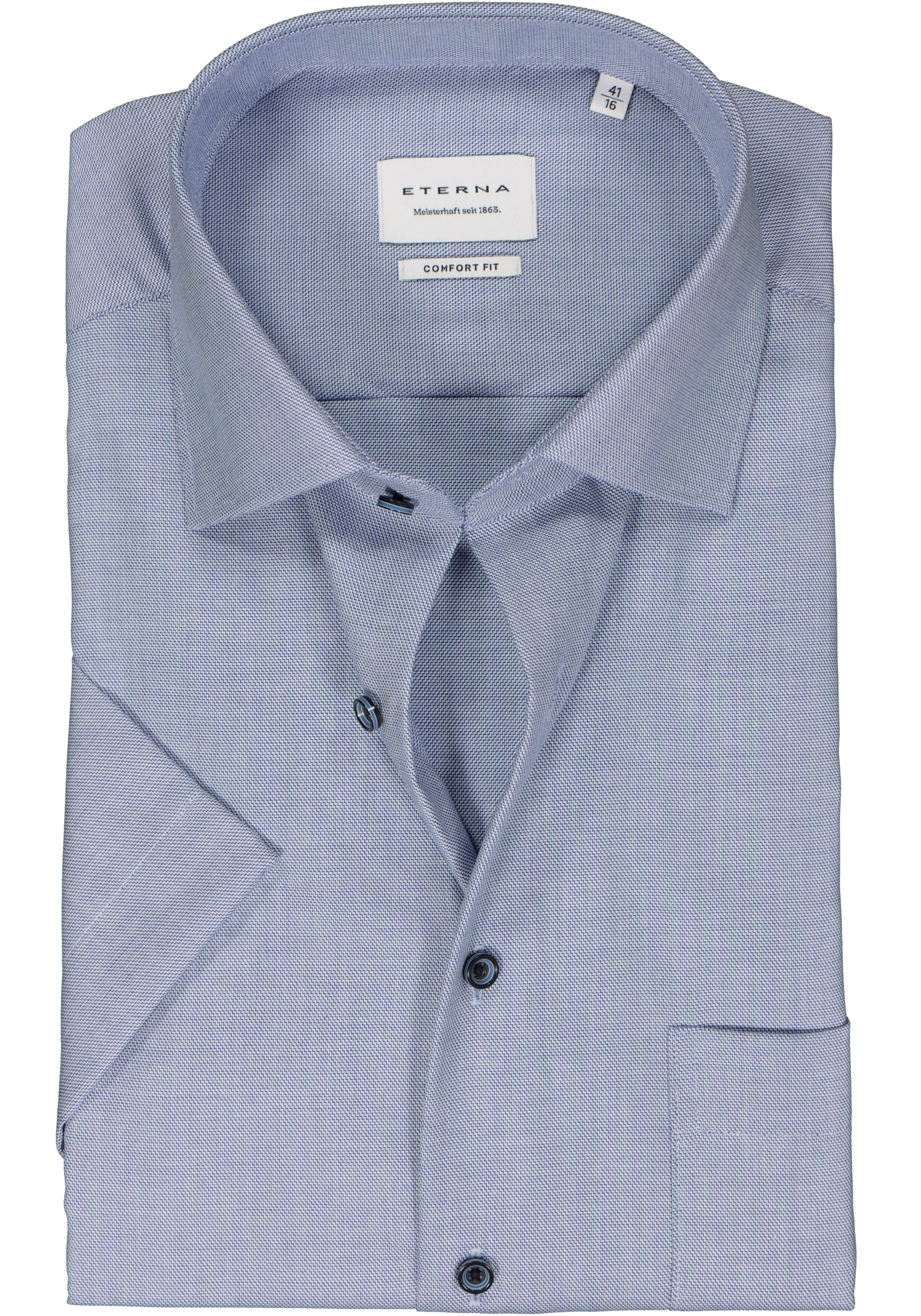 ETERNA comfort fit overhemd korte mouw, twill, middenblauw