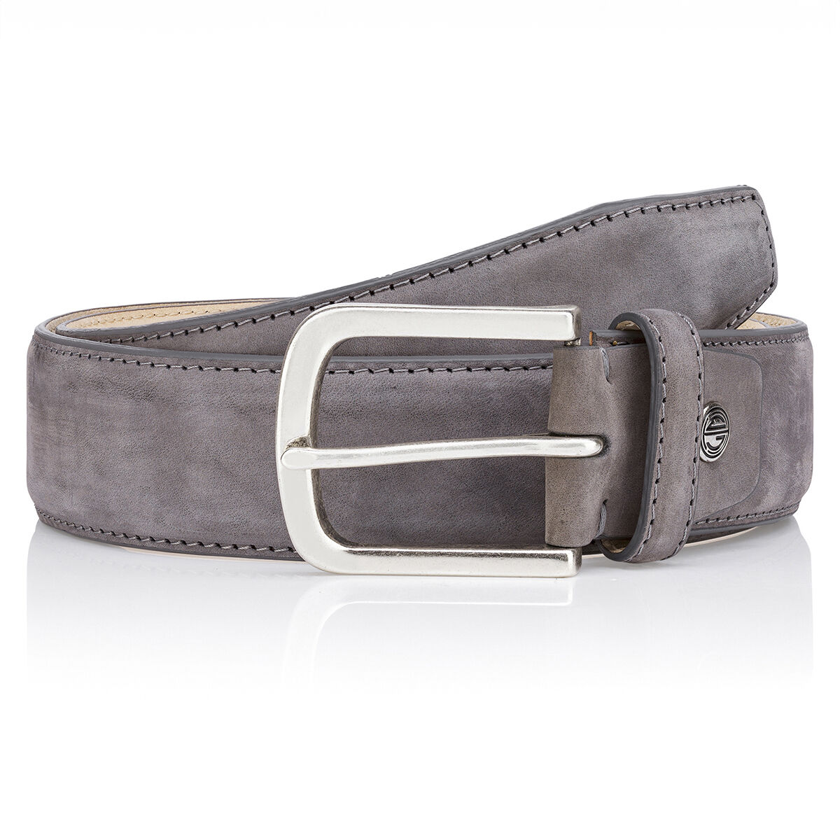 LINDENMANN leren heren riem, grijs