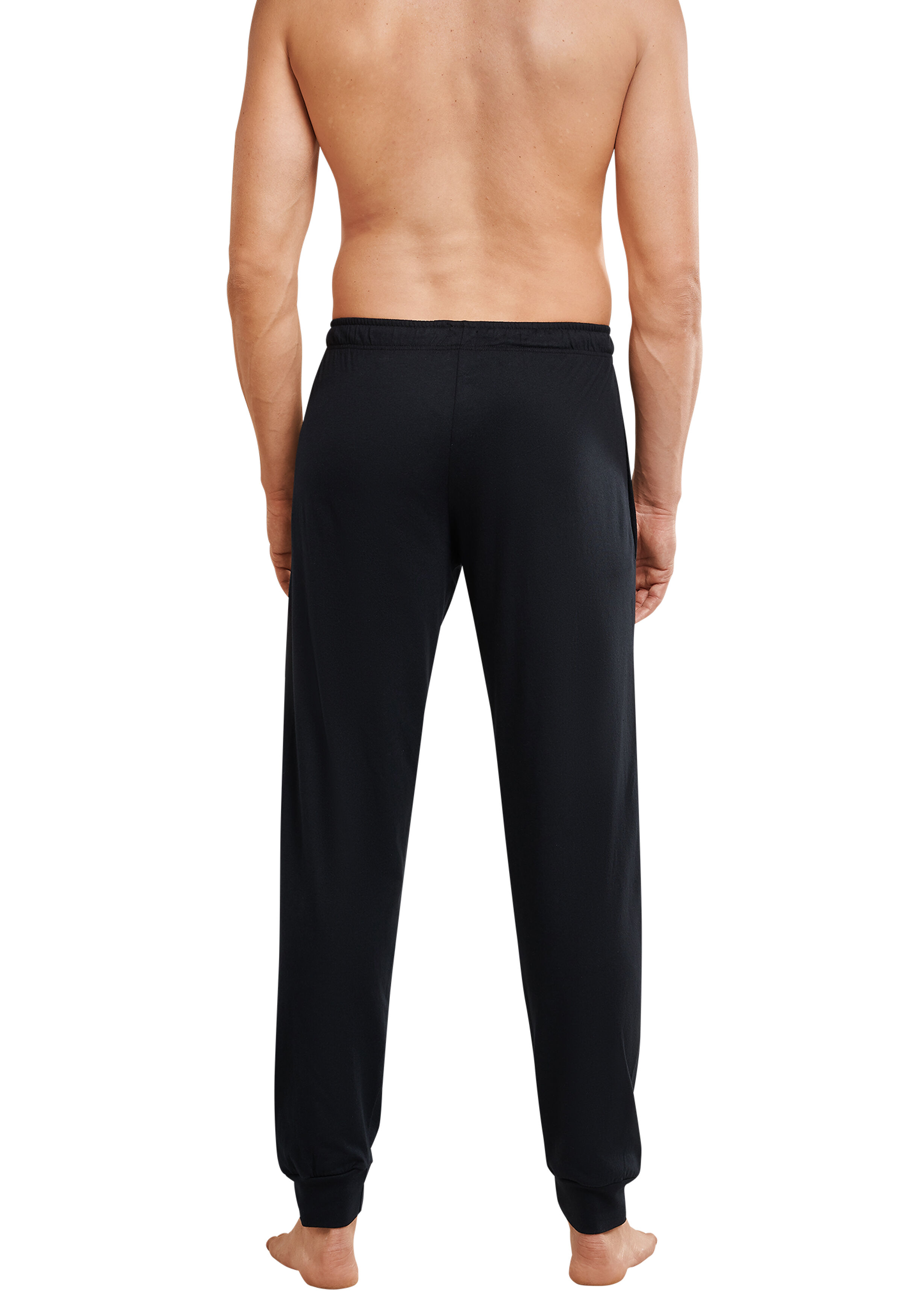 SCHIESSER Mix+Relax lounge broek, lange pijpen met boord, dun, zwart