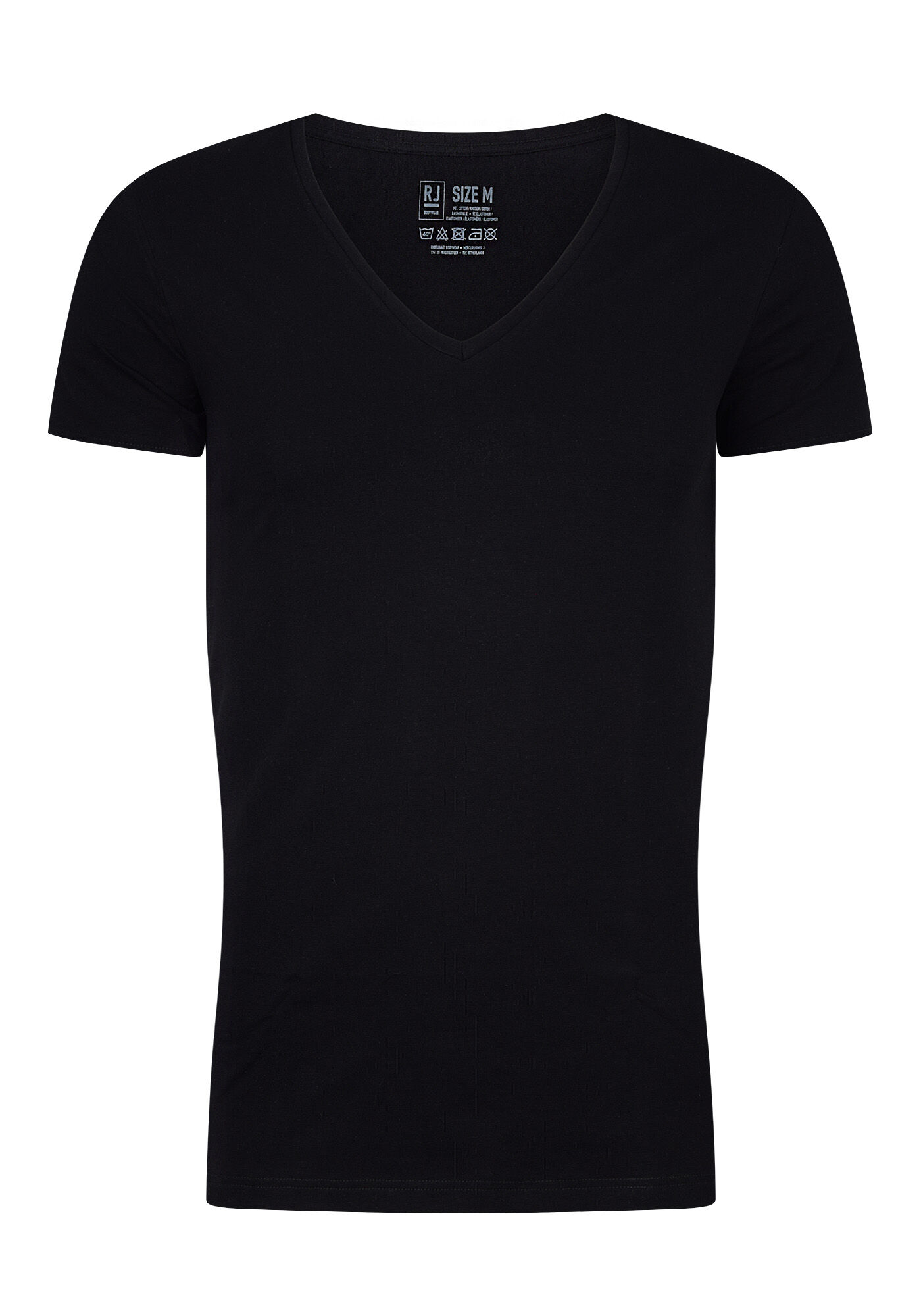 RJ Bodywear Everyday Nijmegen T-shirts (2-pack), heren stretch T-shirts diepe V-hals, zwart
